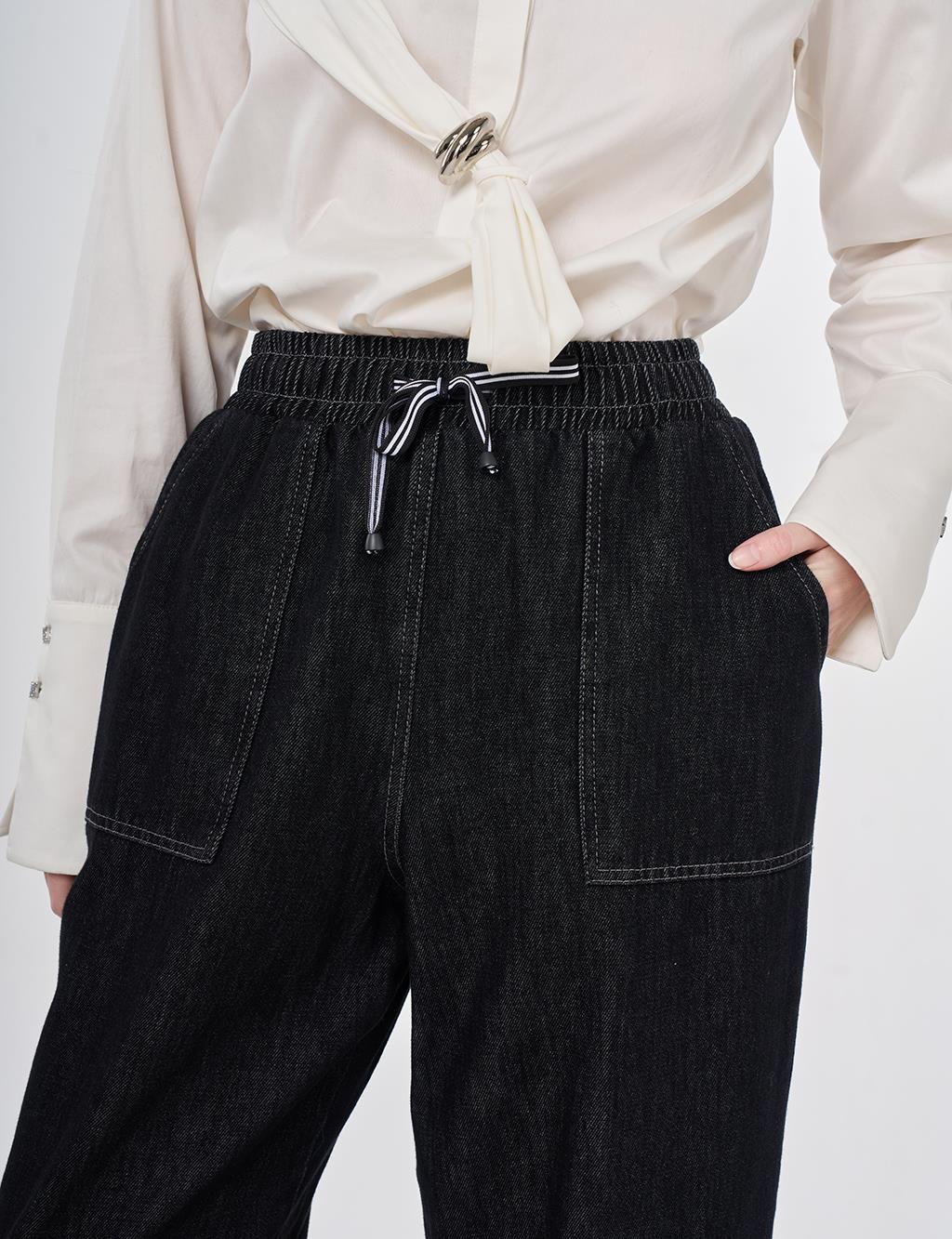 Denim Trousers with Bag Pockets Anthracite