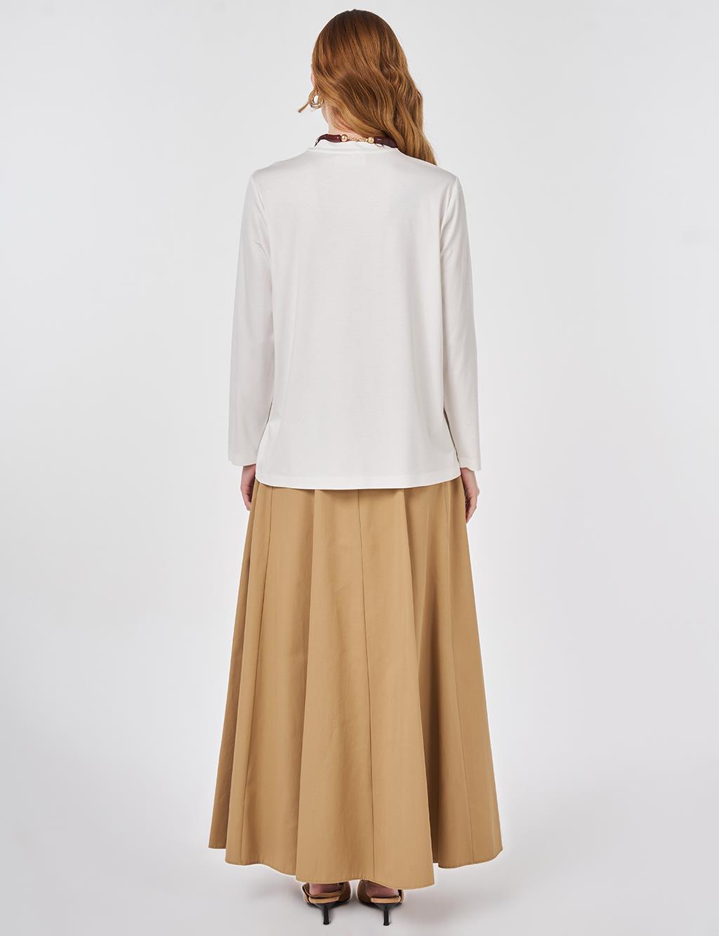 Stand-Up Collar Viscose Blouse Ecru