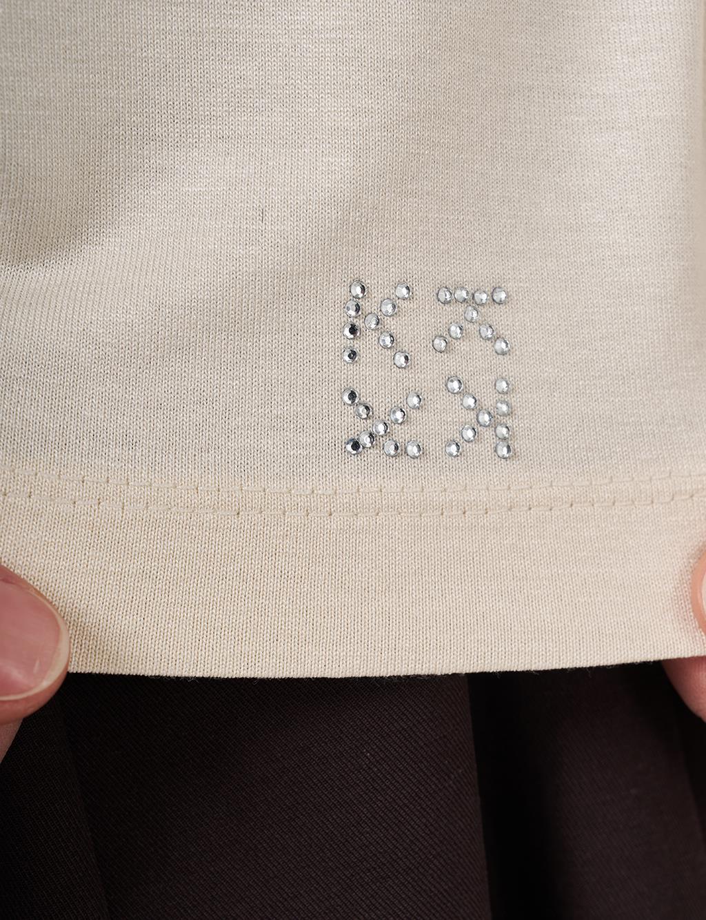 Stand-Up Collar Viscose Blouse Cream