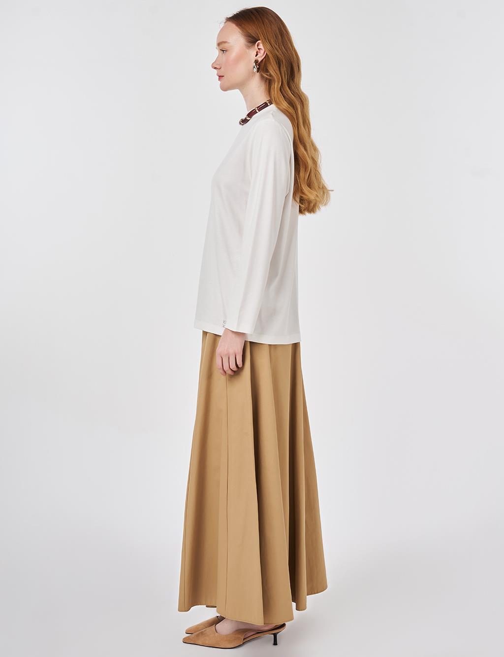 Stand-Up Collar Viscose Blouse Ecru