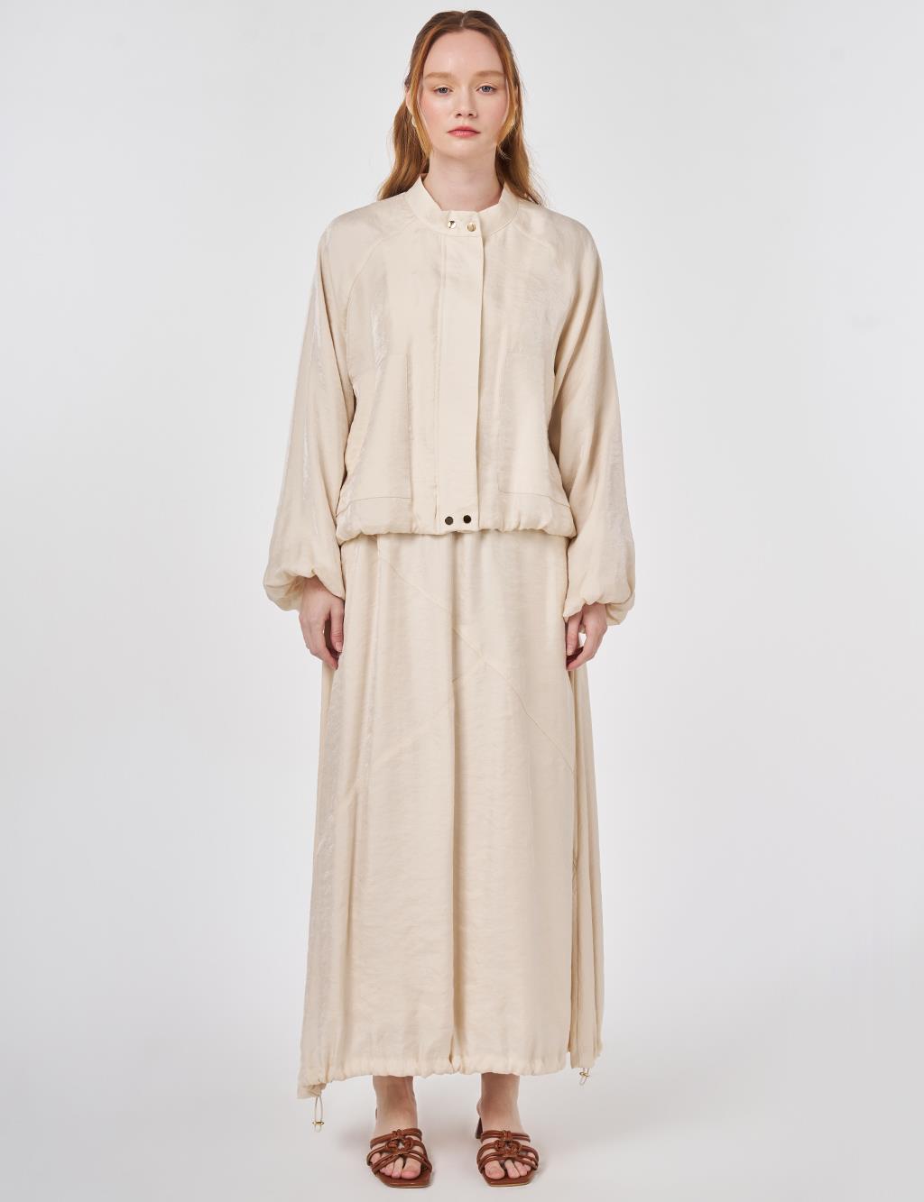 Torba Cepli Etekli Modal Takım Krem