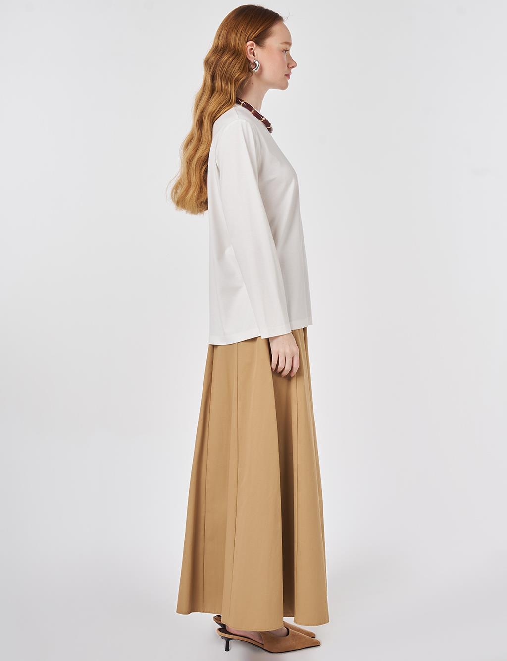 Stand-Up Collar Viscose Blouse Ecru