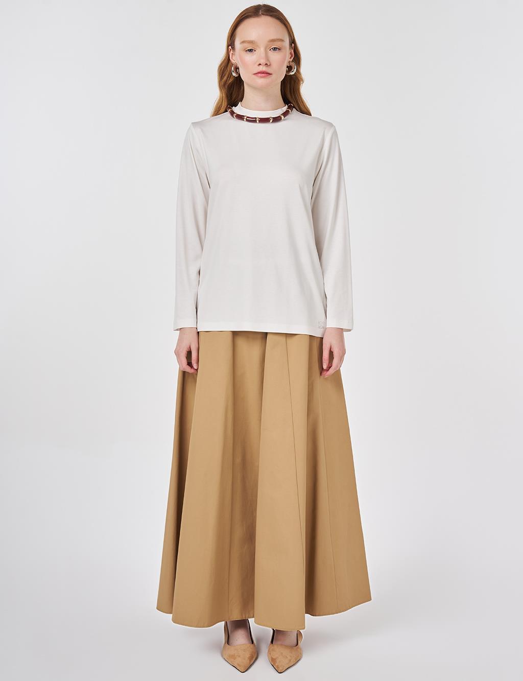 Stand-Up Collar Viscose Blouse Ecru