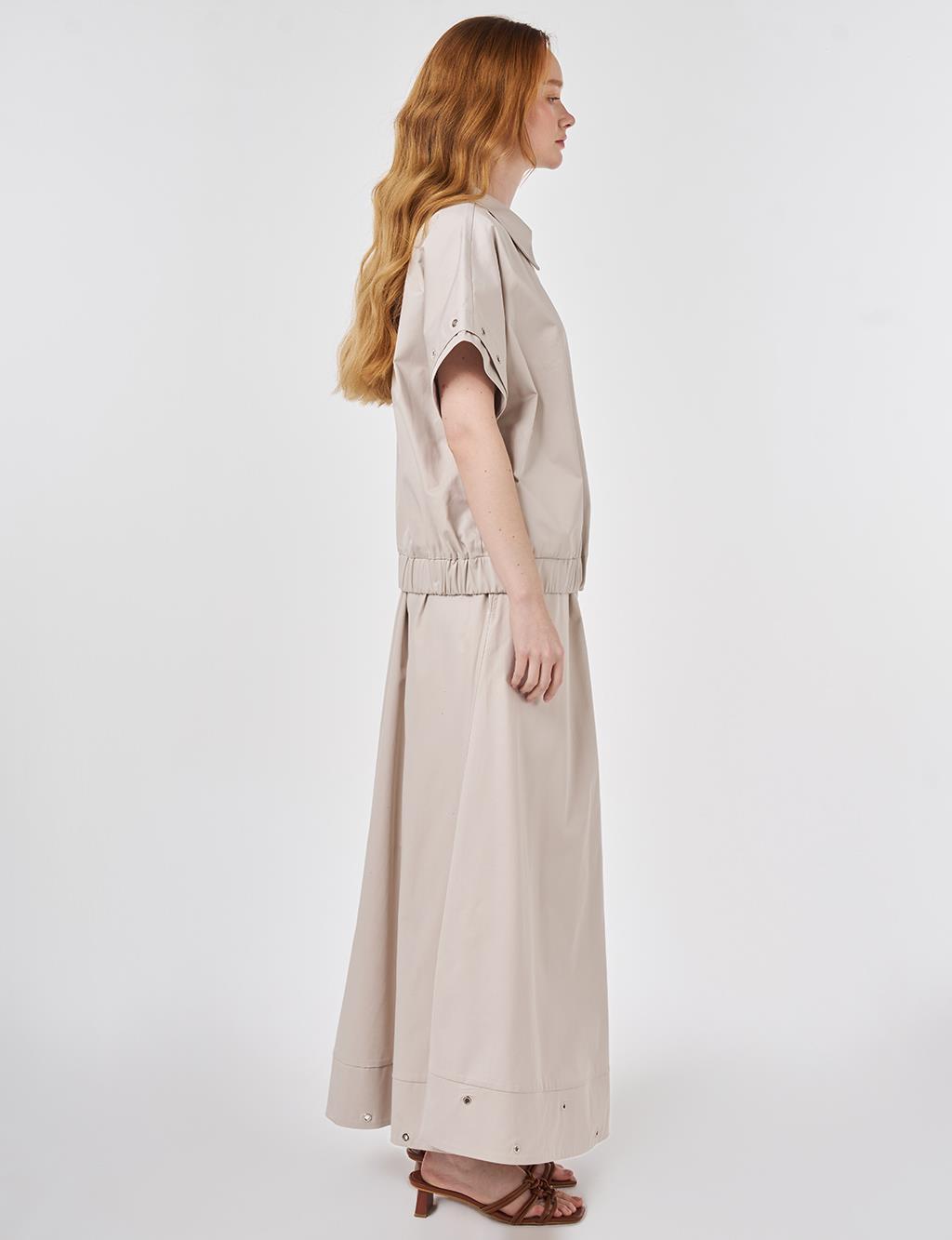 Kuş Gözü Detaylı Etekli Takım Taş