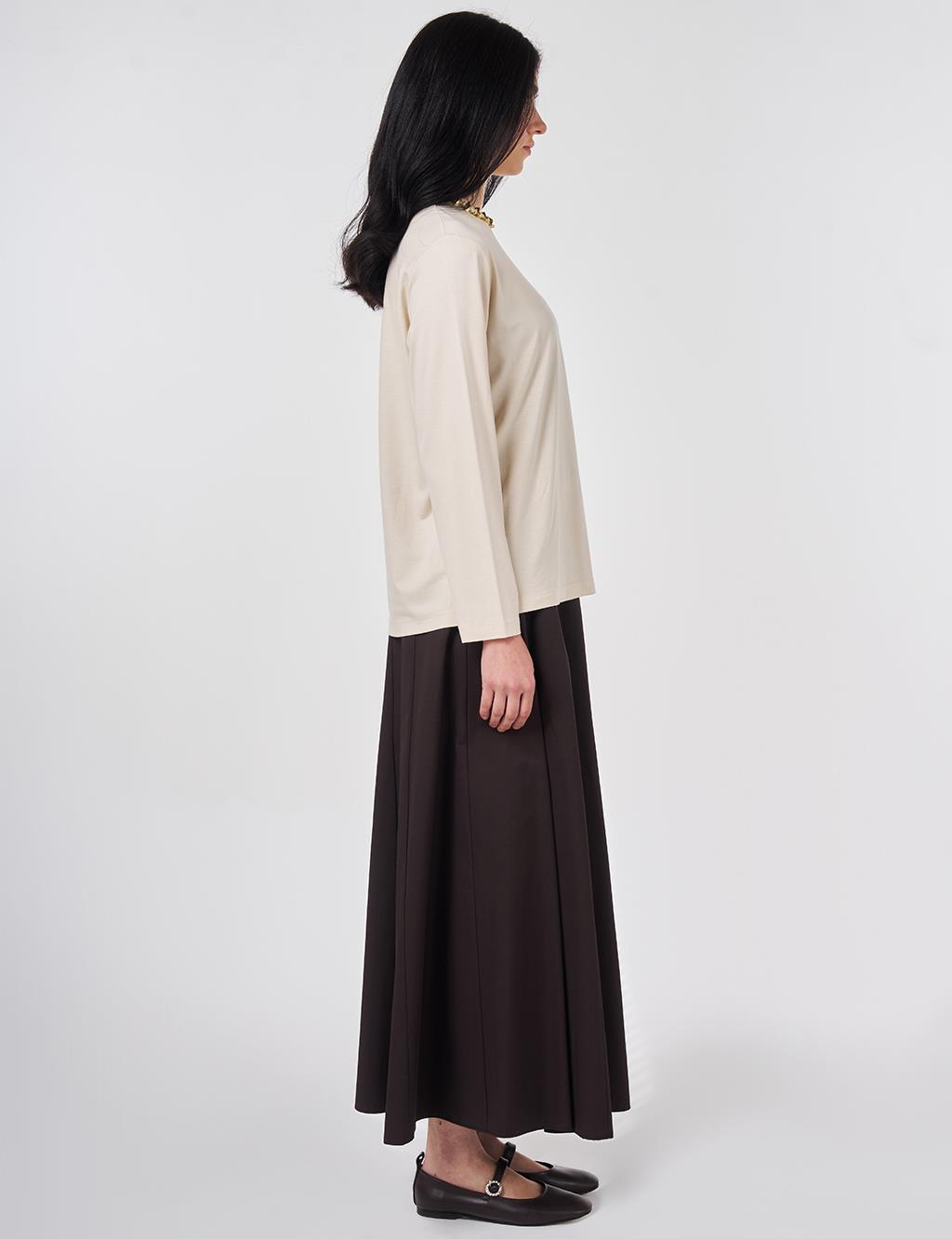 Stand-Up Collar Viscose Blouse Cream