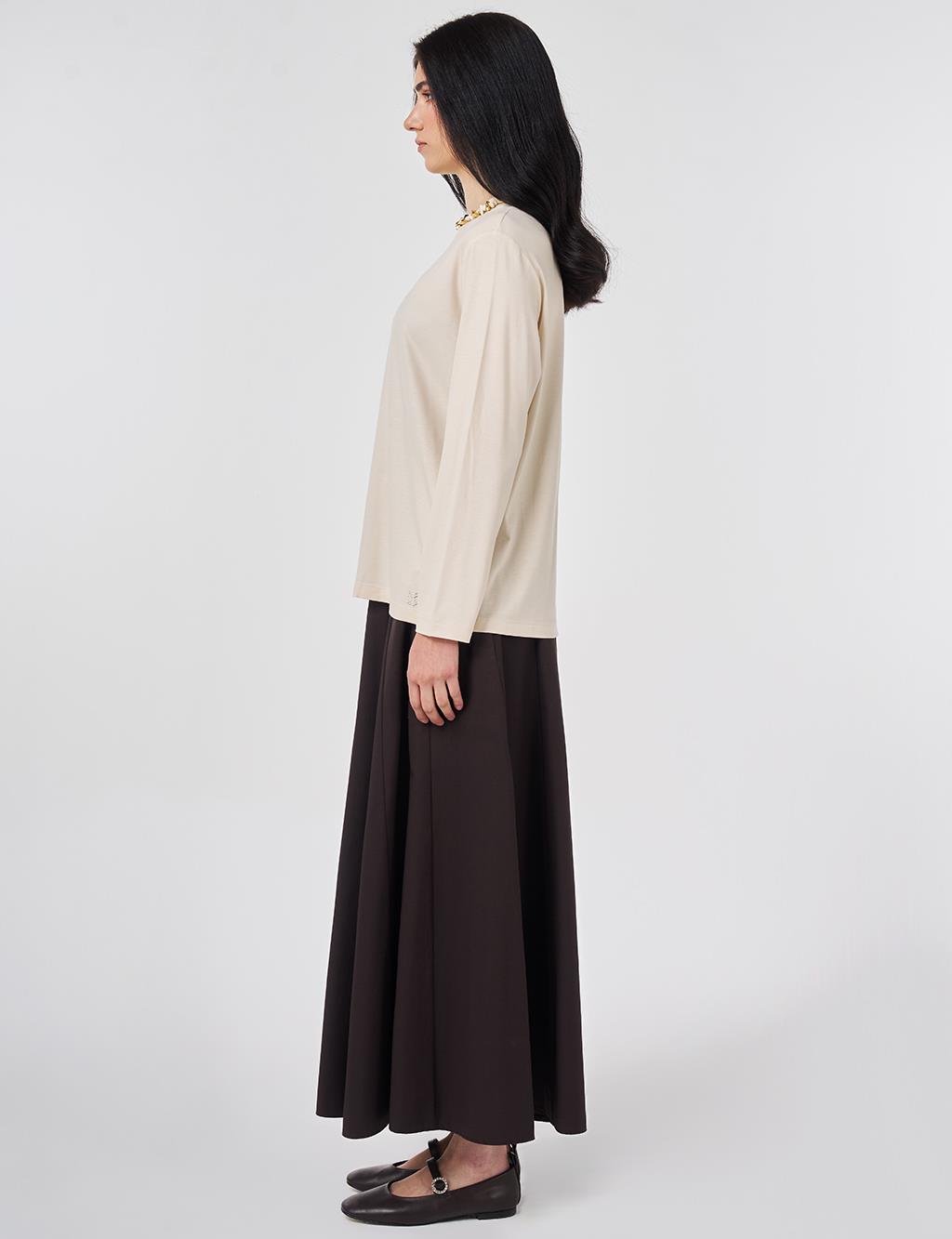 Stand-Up Collar Viscose Blouse Cream