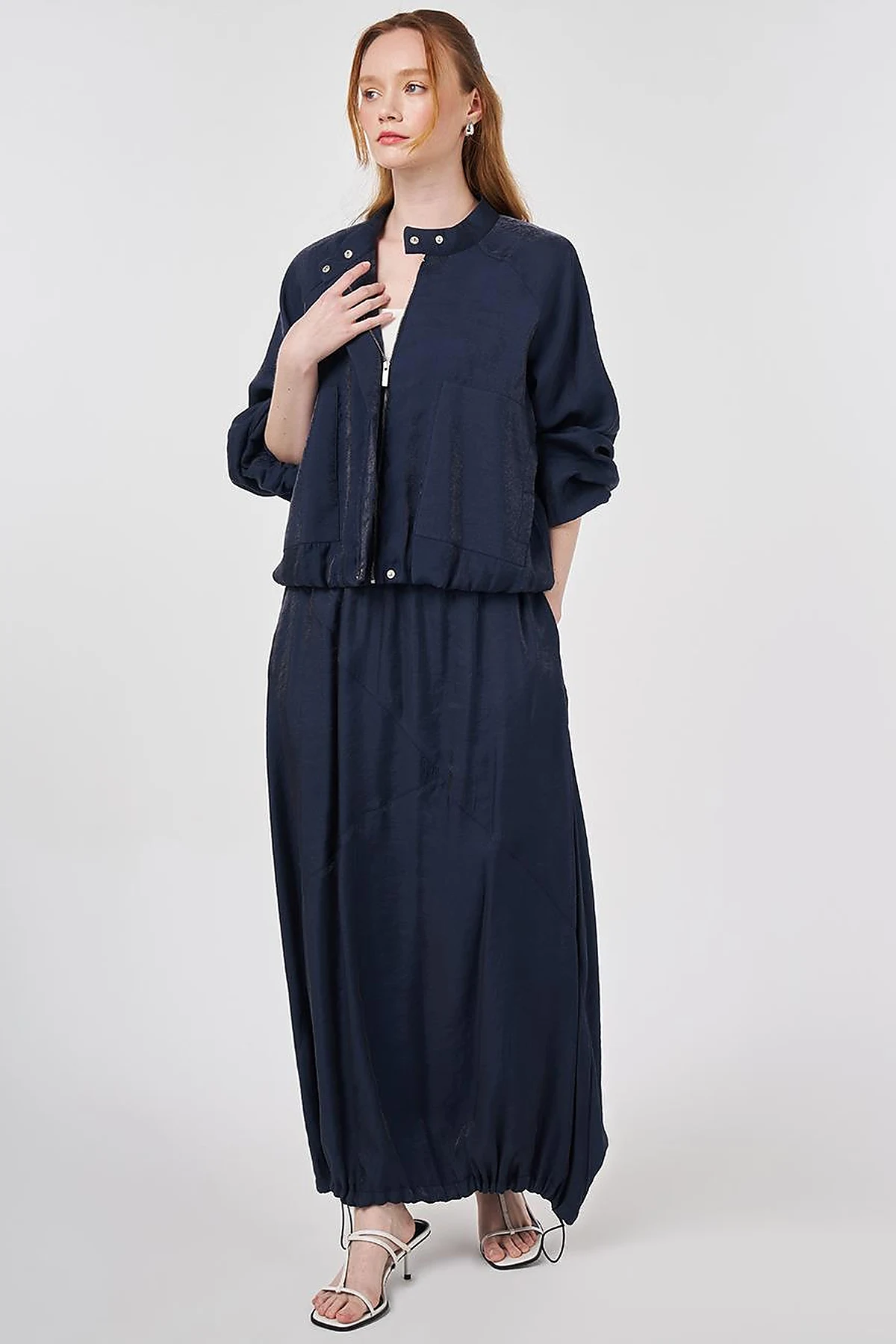 Pouch Pocket Modal Skirt Set Dark Navy