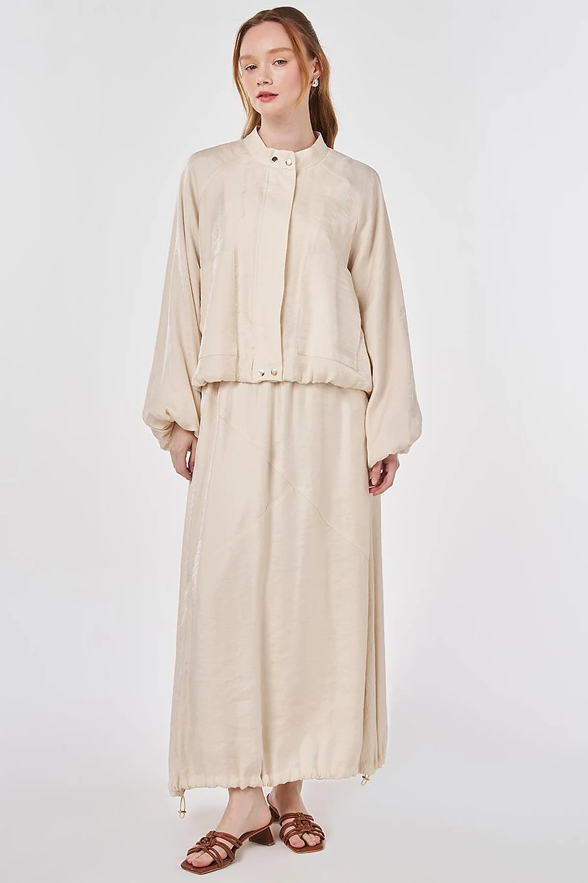 Pouch Pocket Modal Skirt Set Cream