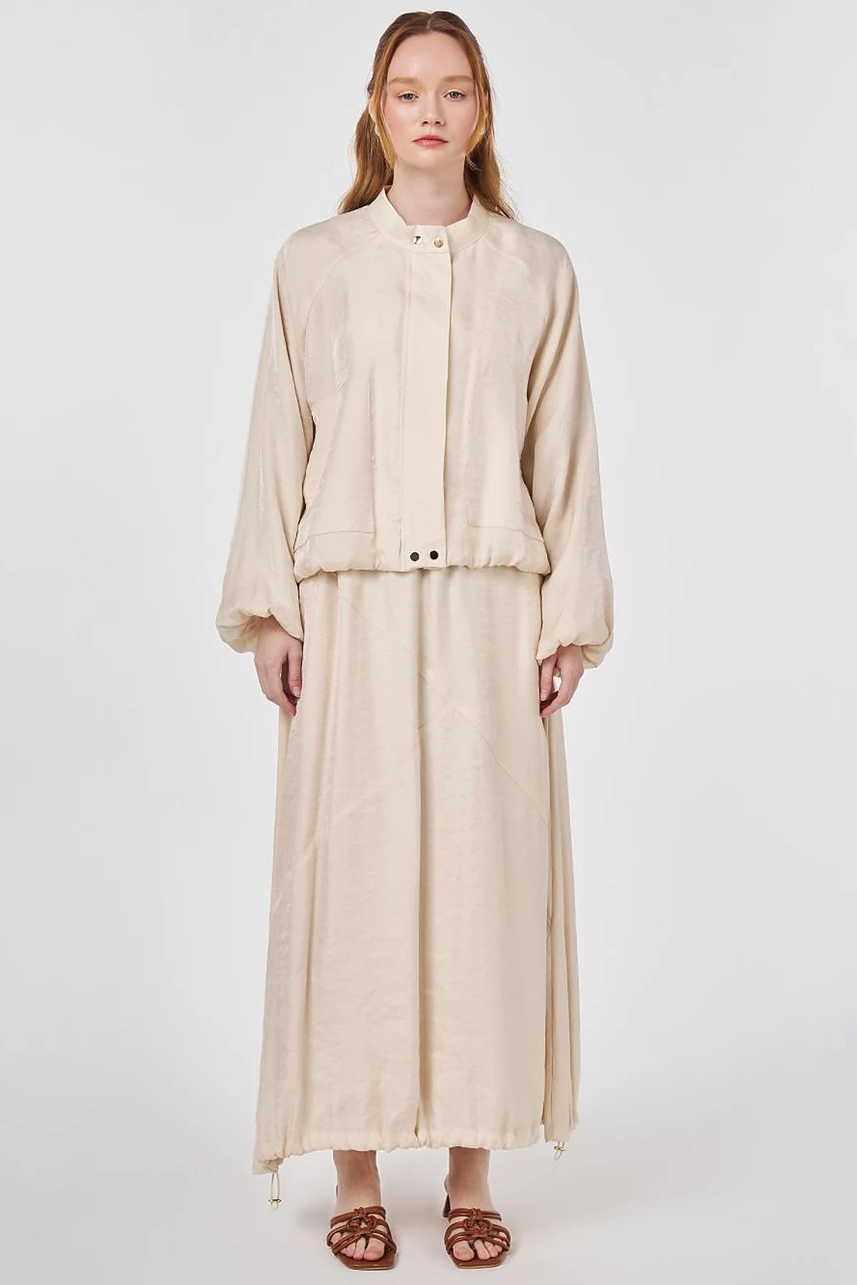 Pouch Pocket Modal Skirt Set Cream