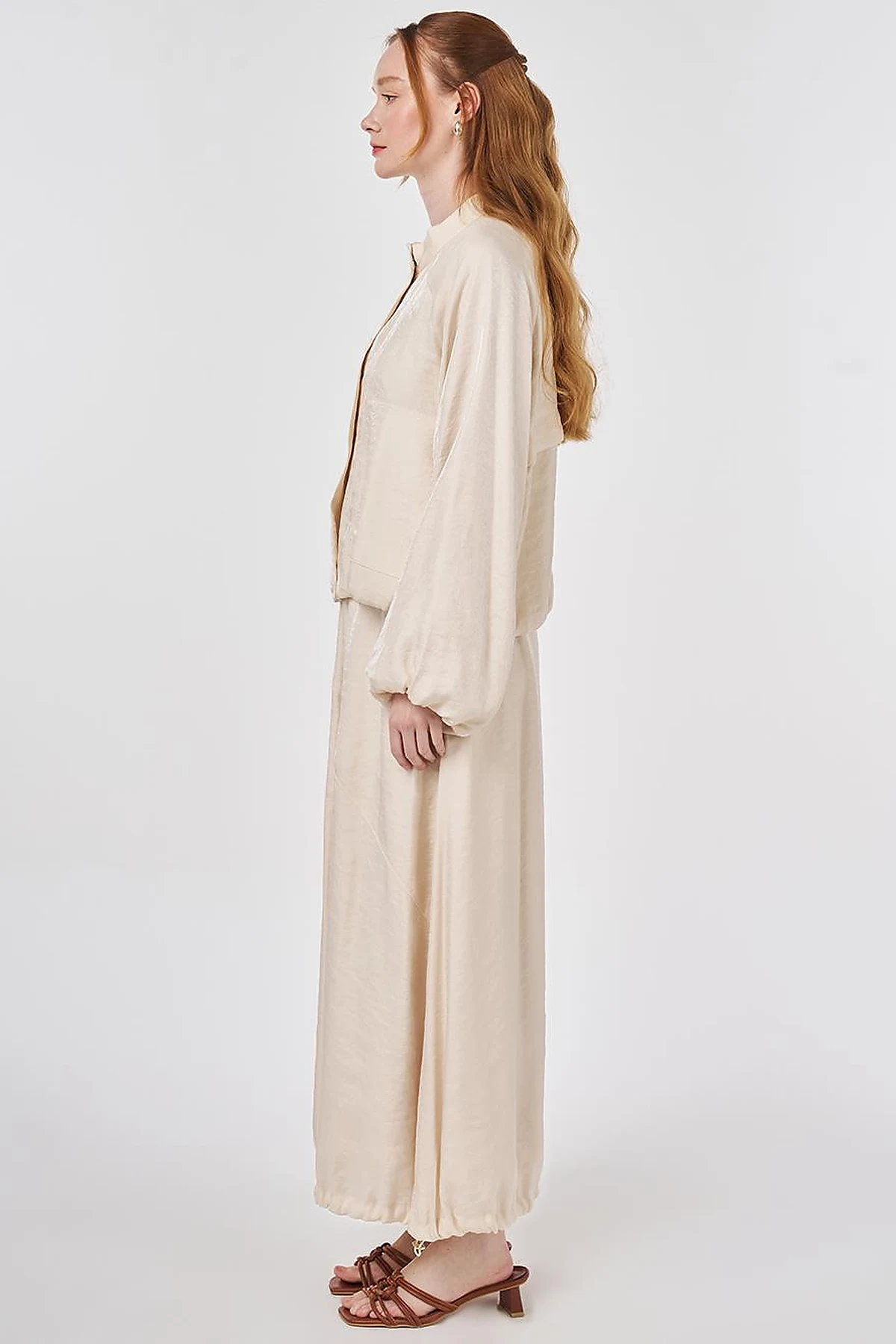 Pouch Pocket Modal Skirt Set Cream