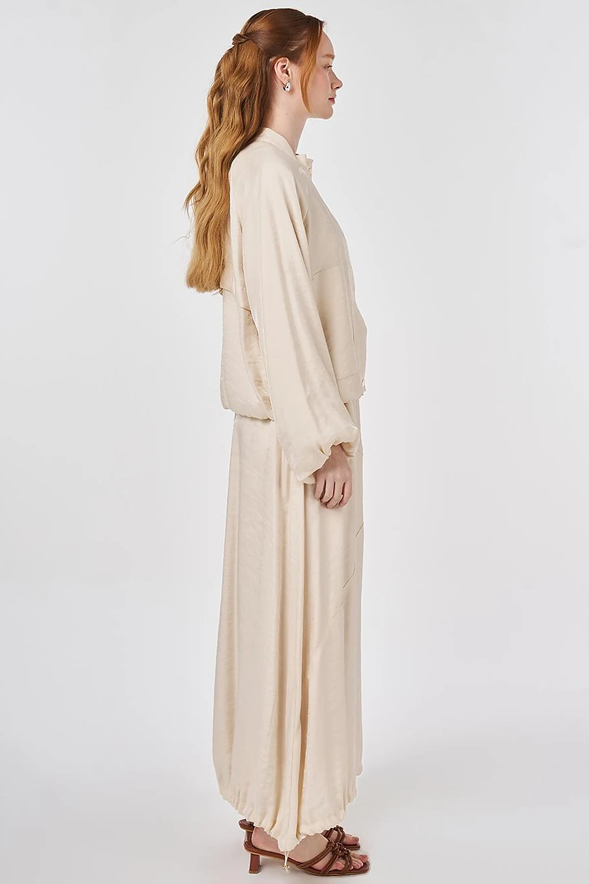 Pouch Pocket Modal Skirt Set Cream