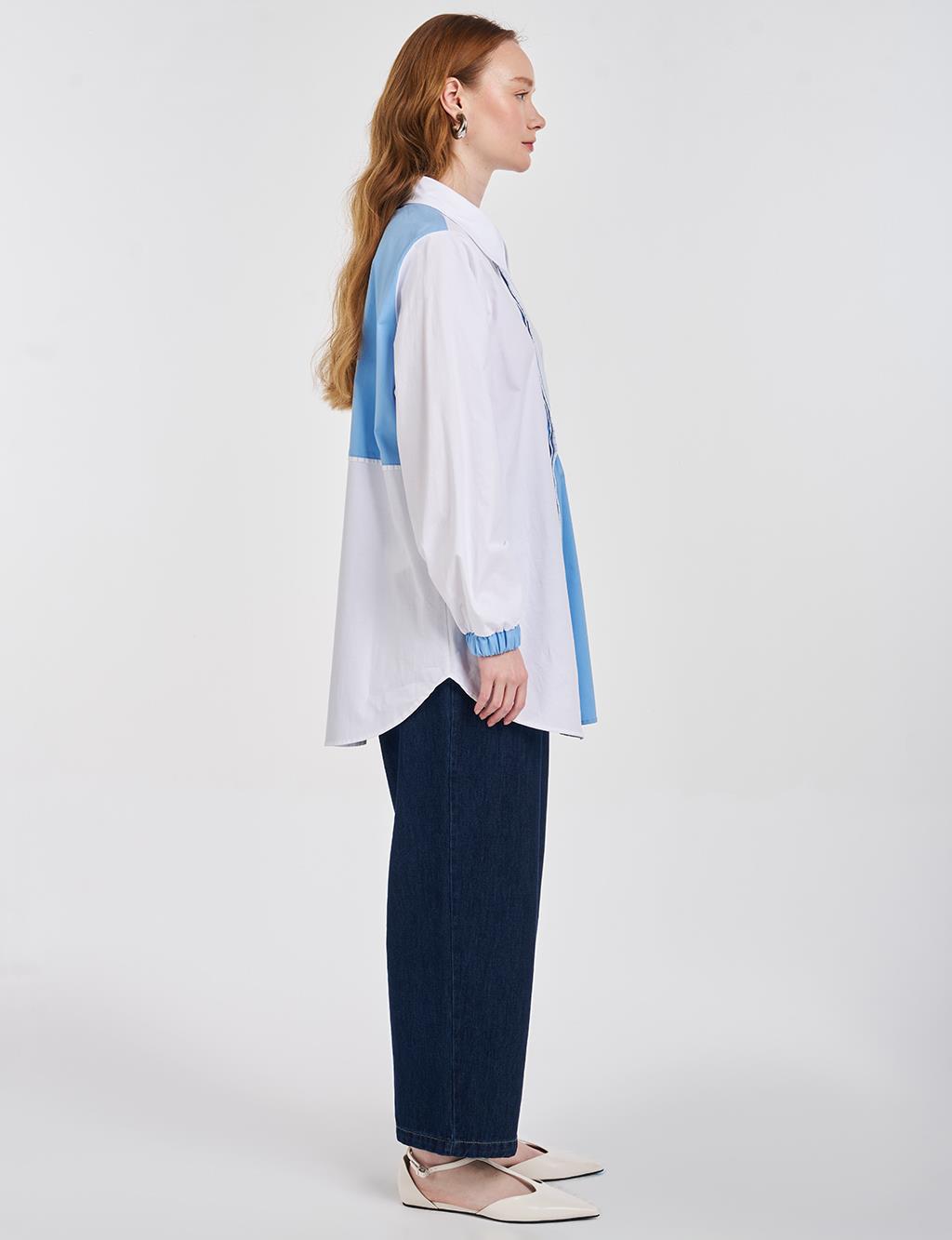 Color Blocked Cotton Tunic Optic White