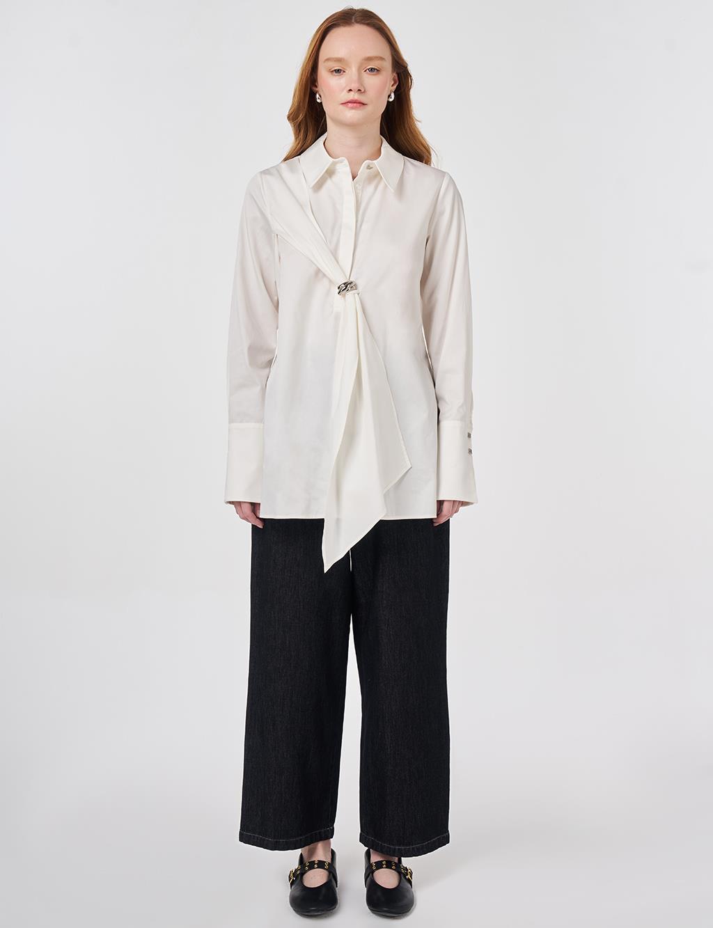 100% Cotton Tunic with Metal Accessories (Ecru)