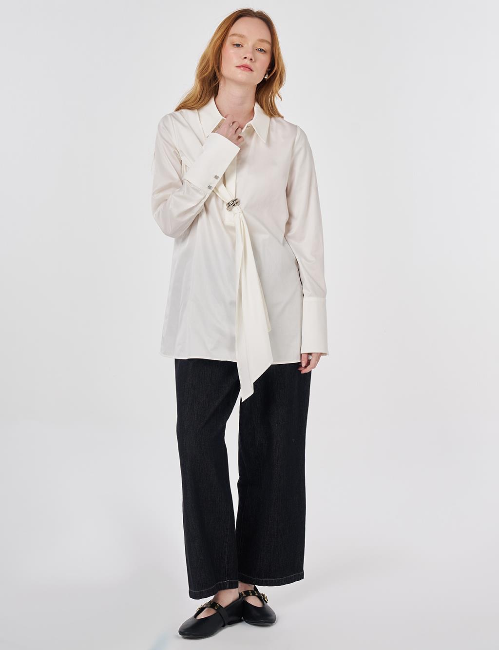 100% Cotton Tunic with Metal Accessories (Ecru)