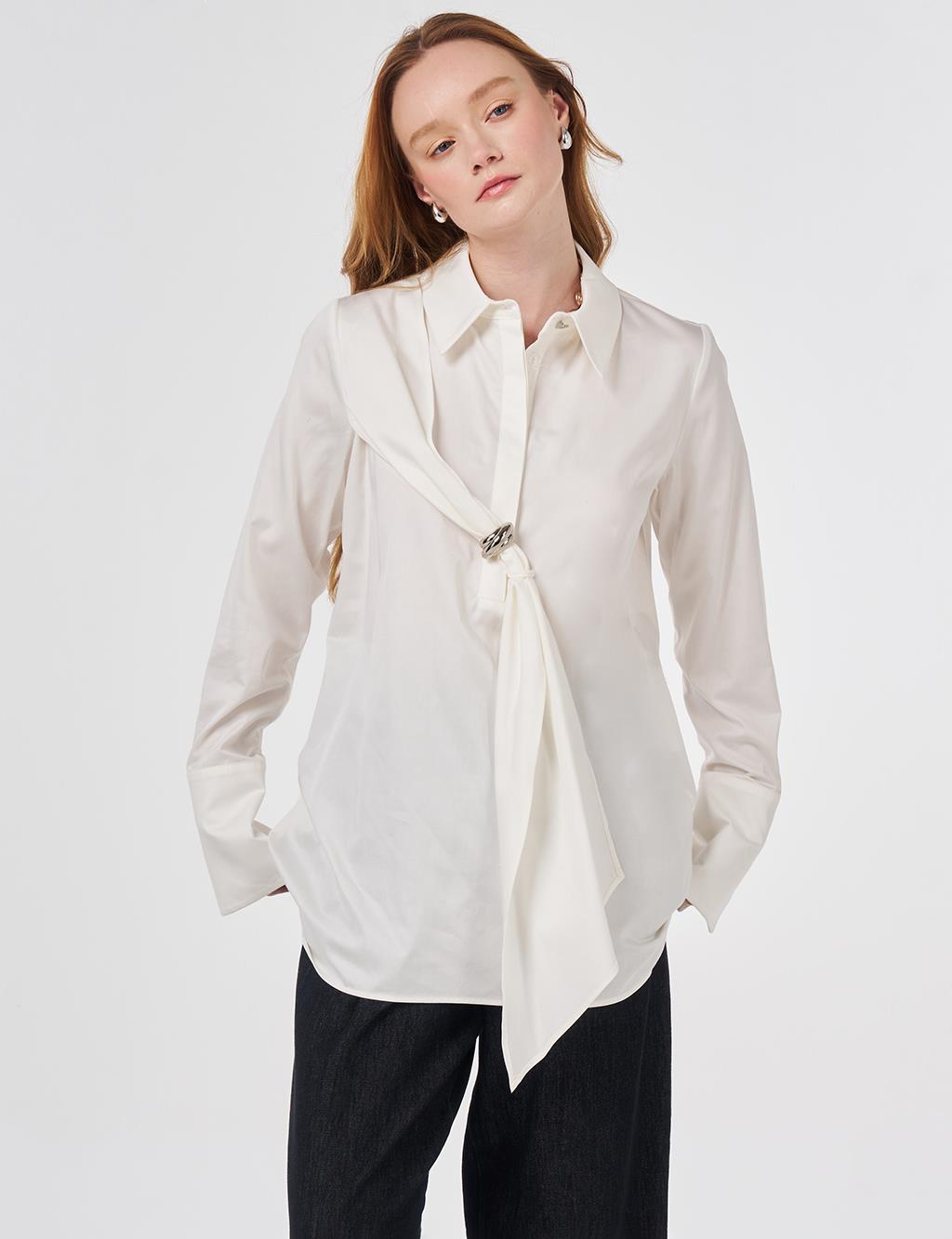 100% Cotton Tunic with Metal Accessories (Ecru)