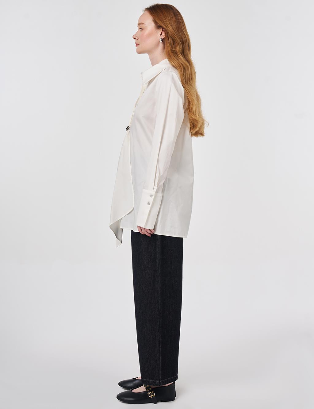 100% Cotton Tunic with Metal Accessories (Ecru)