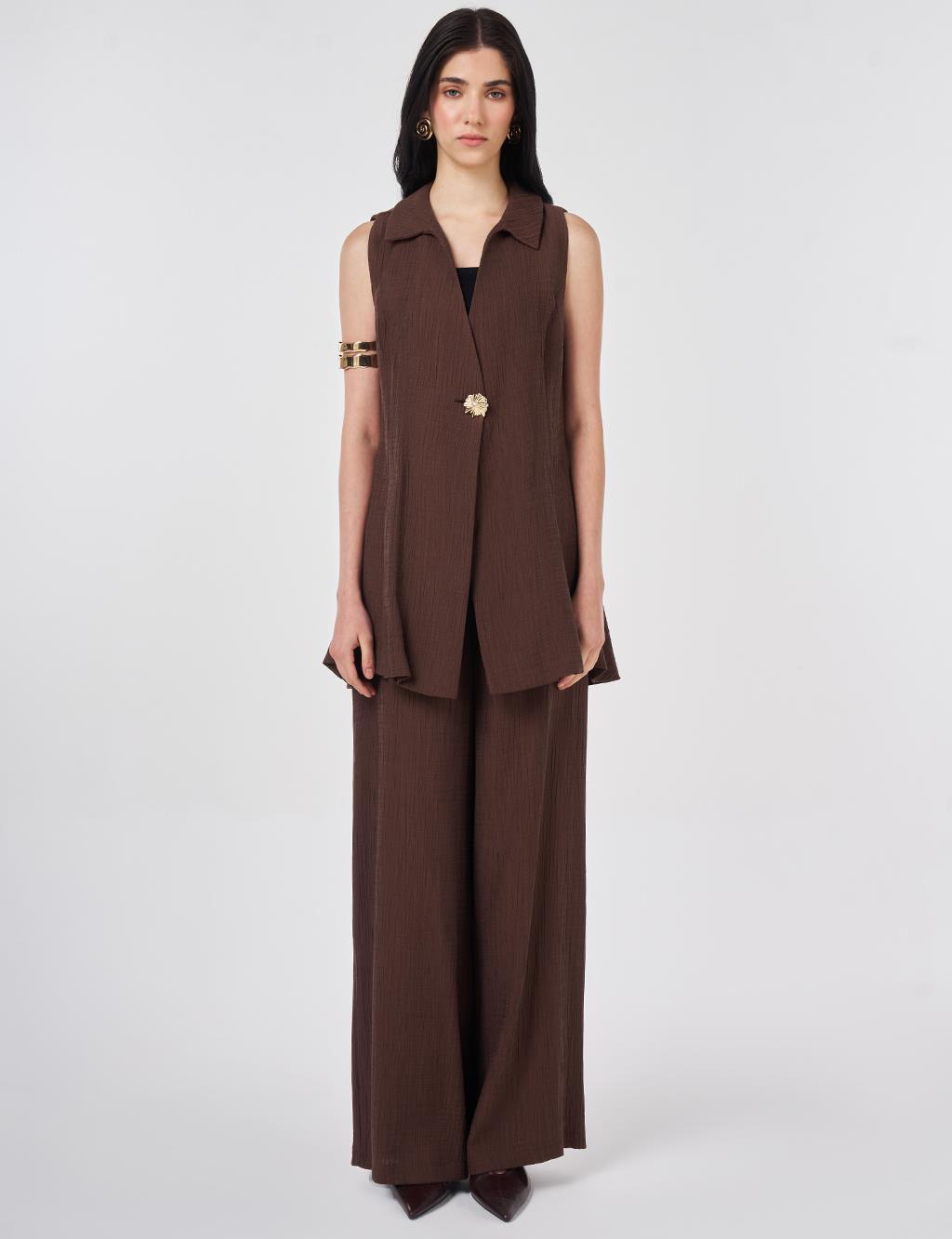 Chocolate Lyocell Viscose Vest Suit