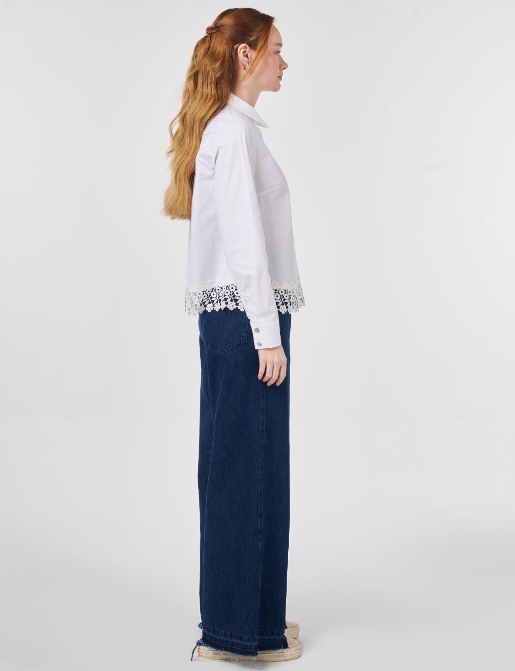 Lace Trimmed Cotton Tunic Optic White