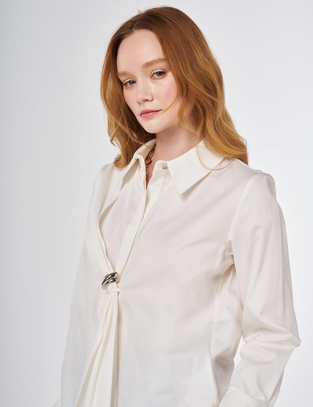 100% Cotton Tunic with Metal Accessories (Ecru)