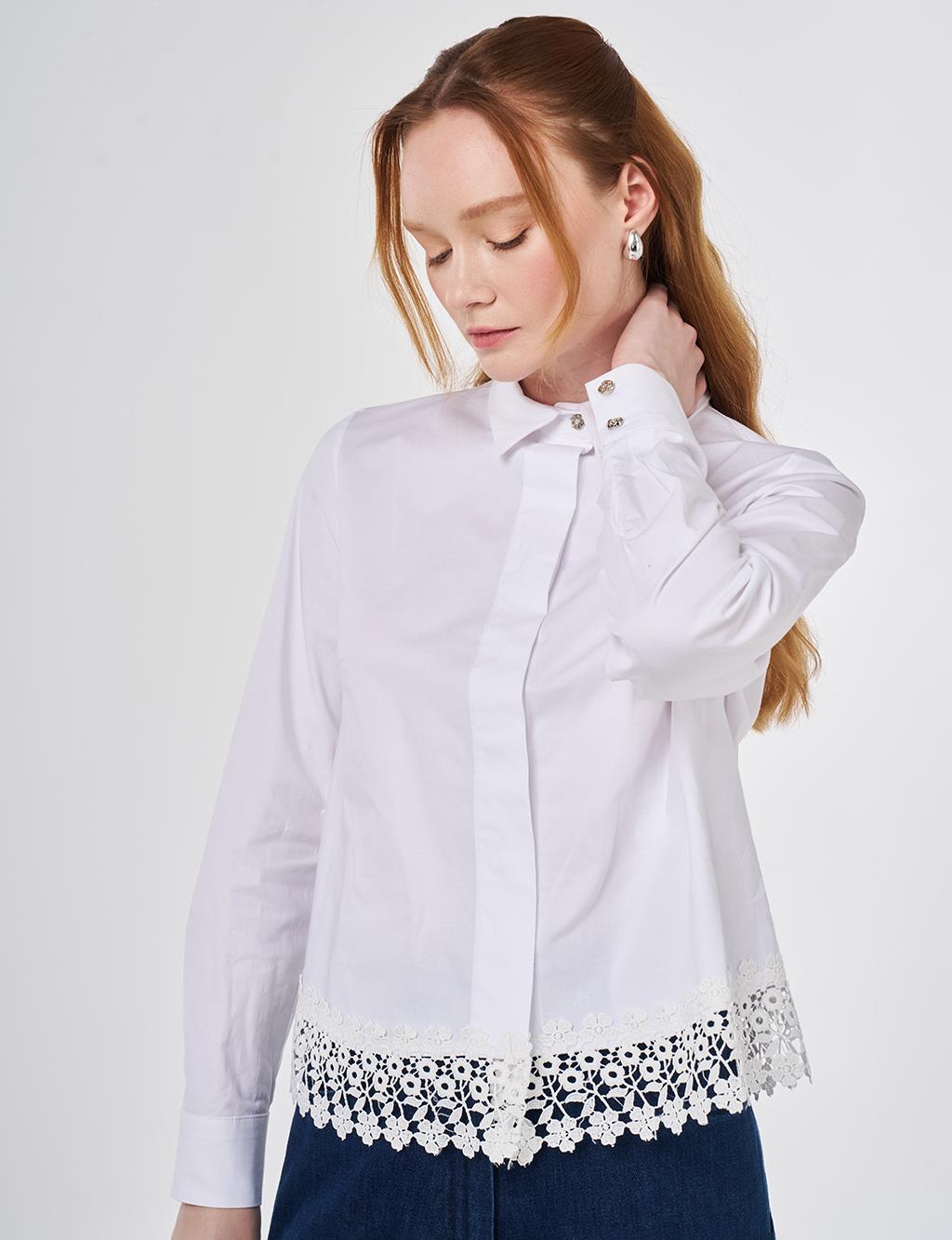 Lace Trimmed Cotton Tunic Optic White