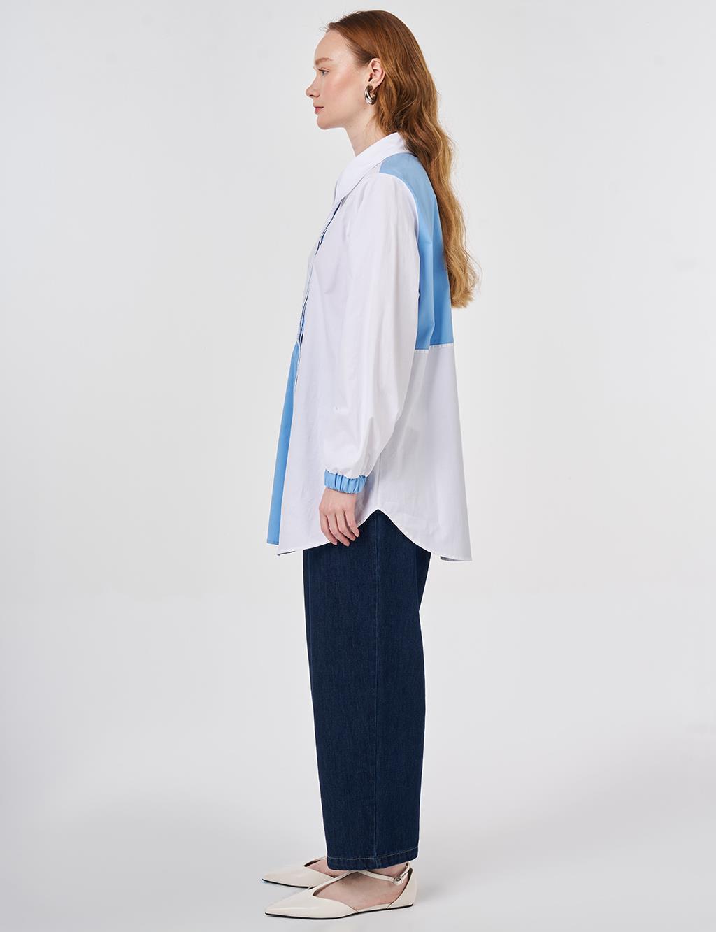 Color Blocked Cotton Tunic Optic White