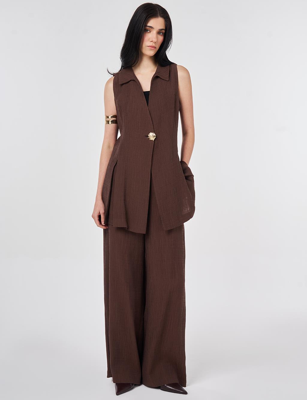 Chocolate Lyocell Viscose Vest Suit