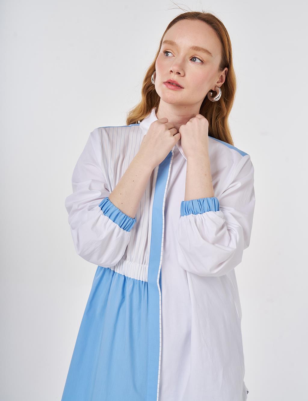 Color Blocked Cotton Tunic Optic White