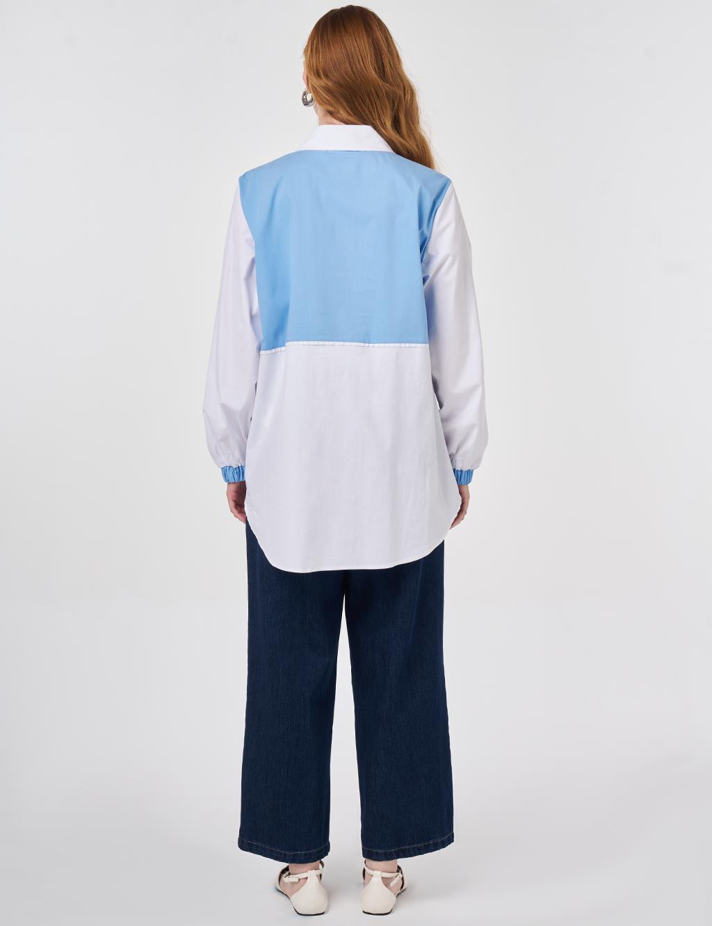 Color Blocked Cotton Tunic Optic White