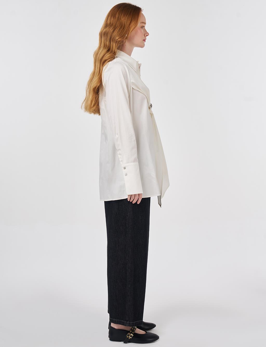 100% Cotton Tunic with Metal Accessories (Ecru)