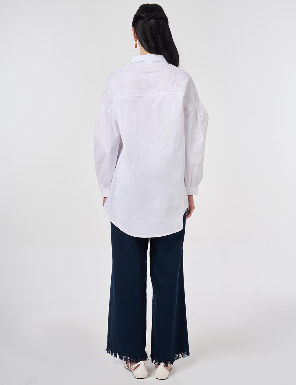 Floral Embroidered Cotton Tunic Optical White