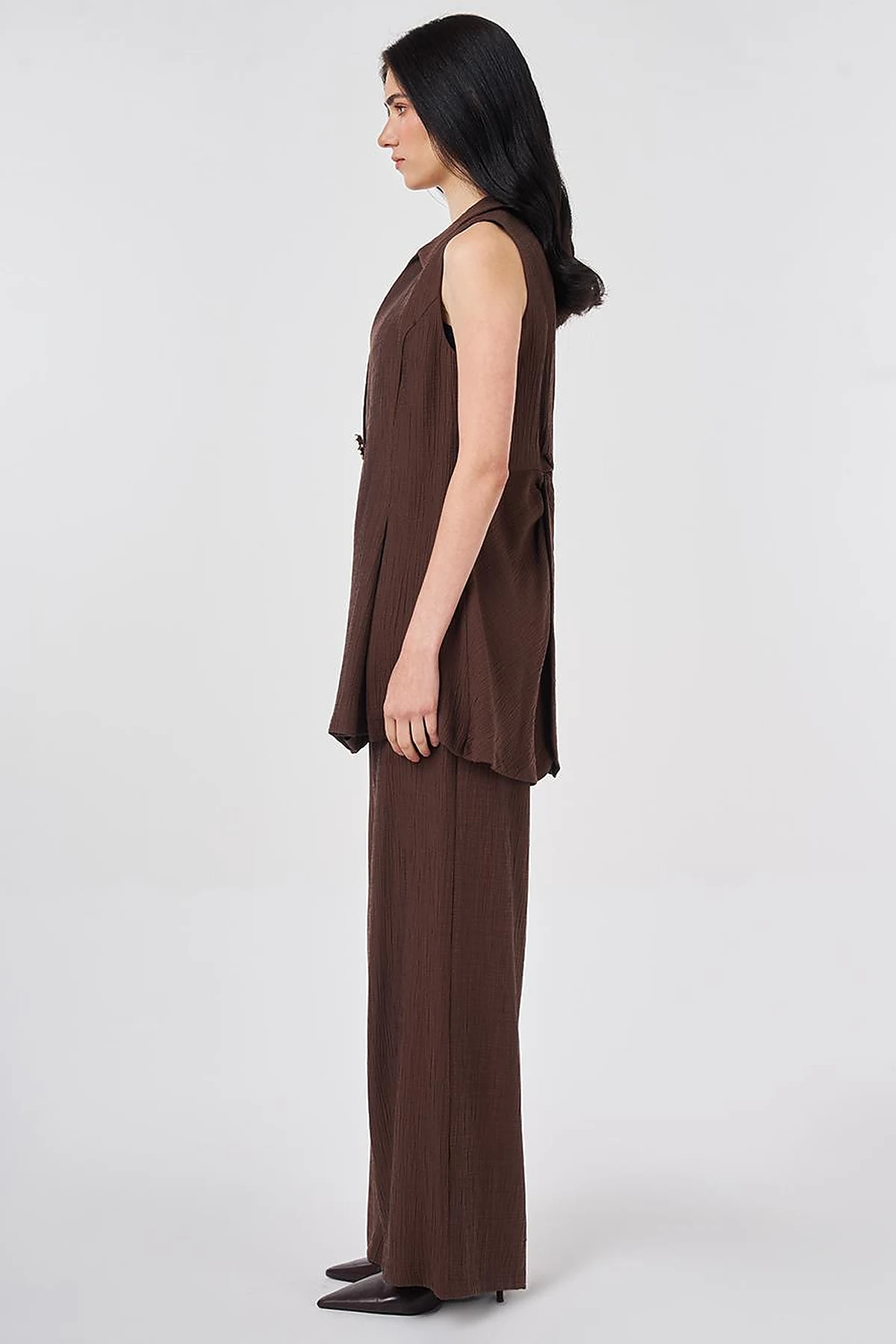 Chocolate Lyocell Viscose Vest Suit