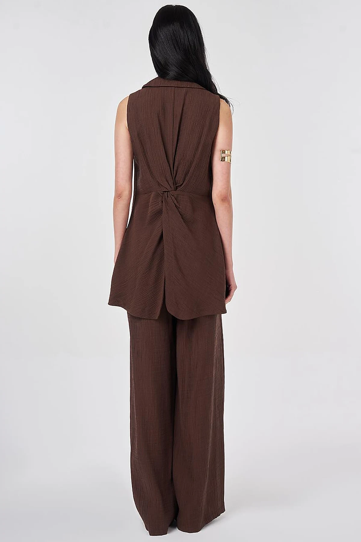 Chocolate Lyocell Viscose Vest Suit