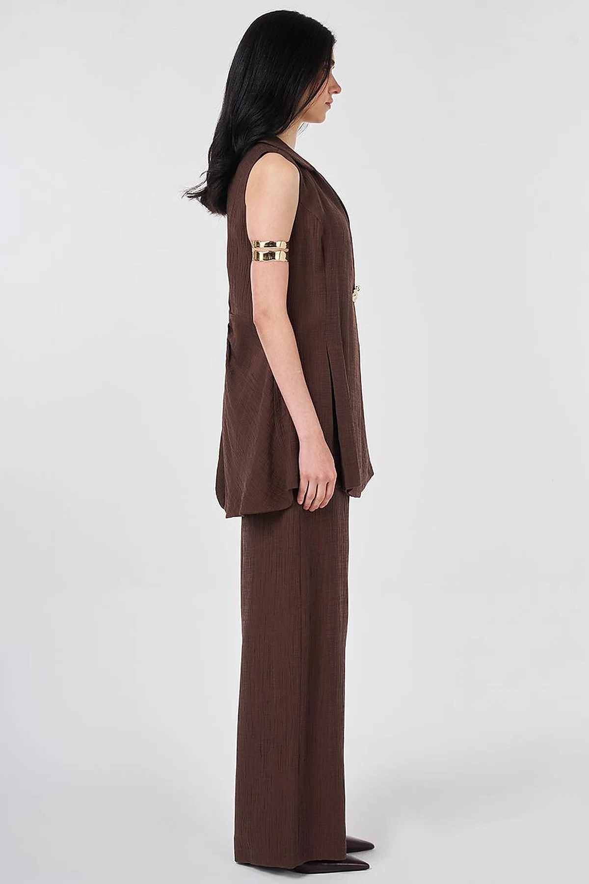 Chocolate Lyocell Viscose Vest Suit