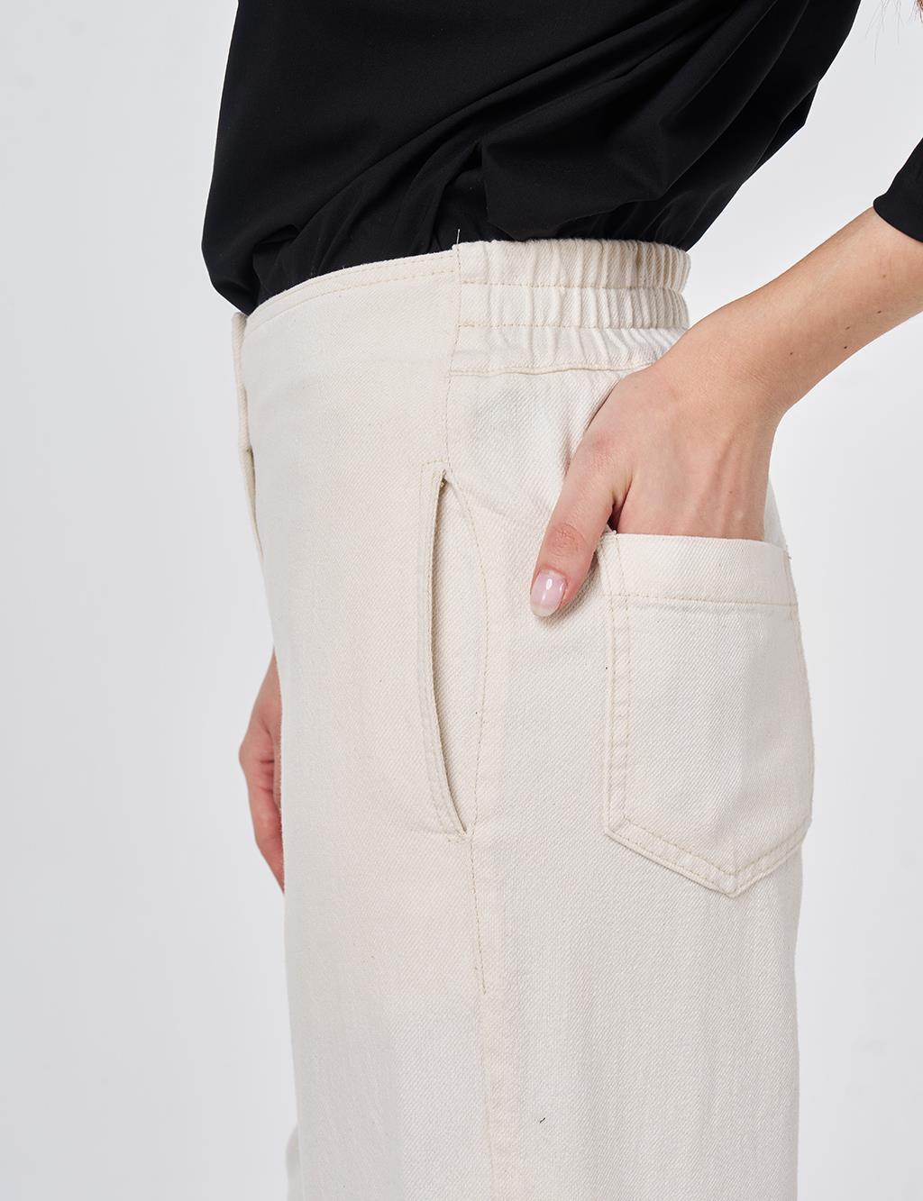 Fluid Denim Pants Cream