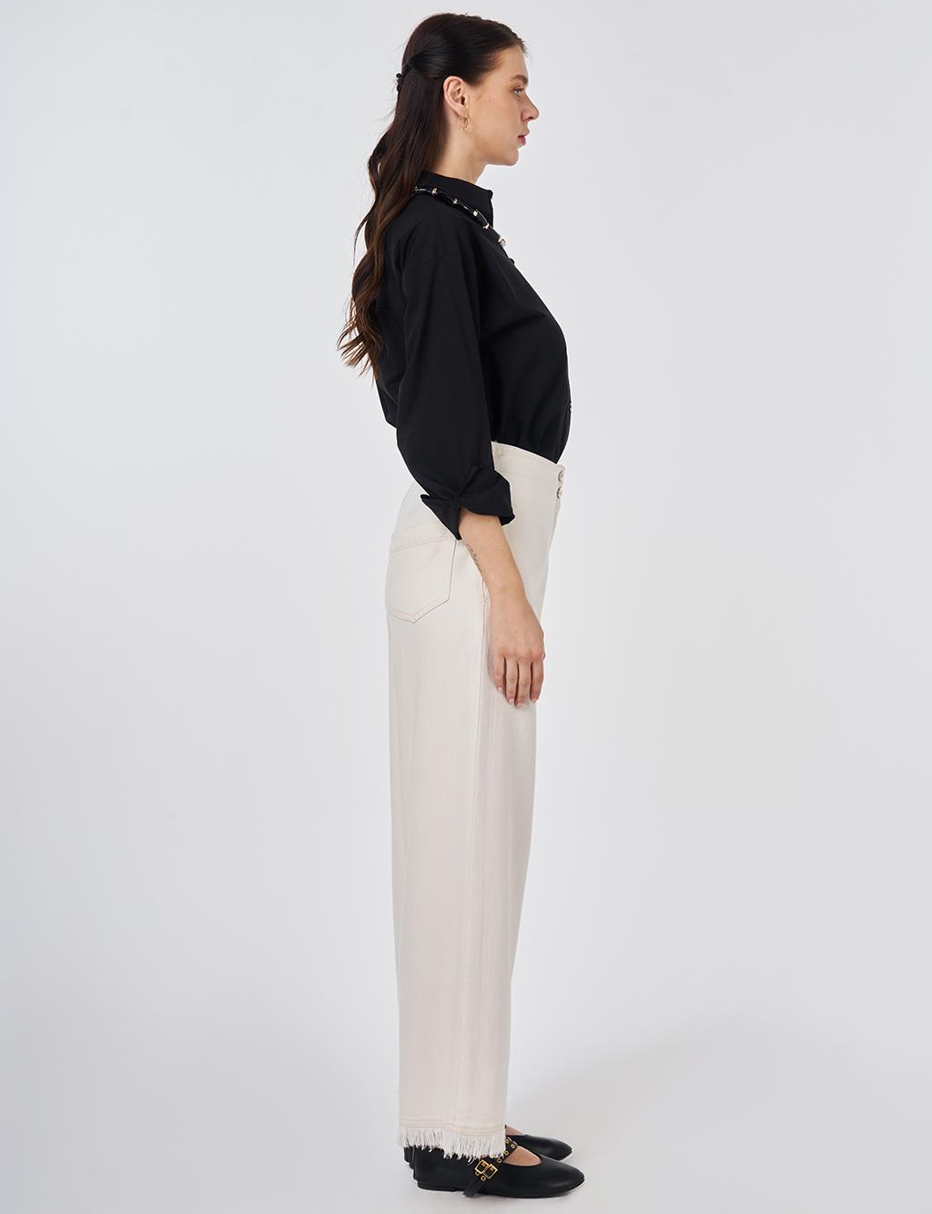 Fluid Denim Pants Cream