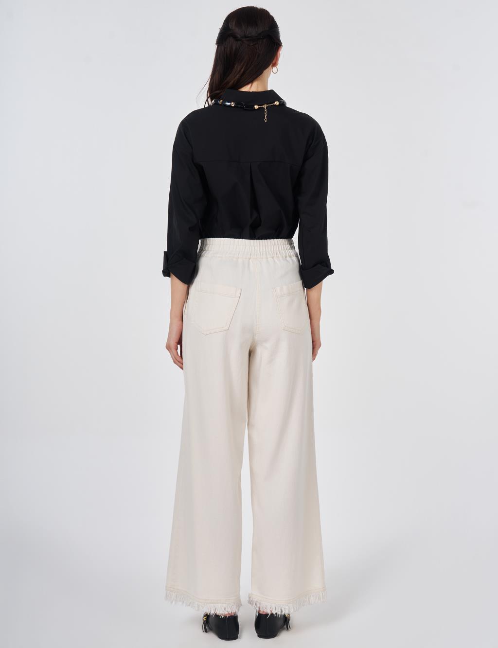 Fluid Denim Pants Cream