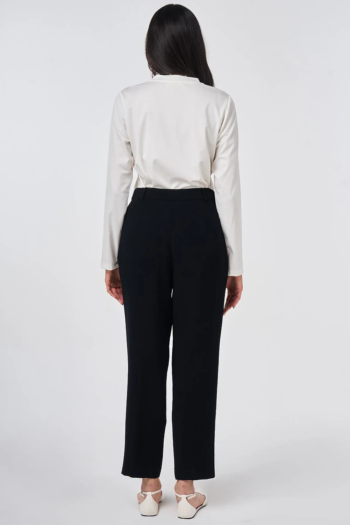 Double Pleated Crepe Trousers Black