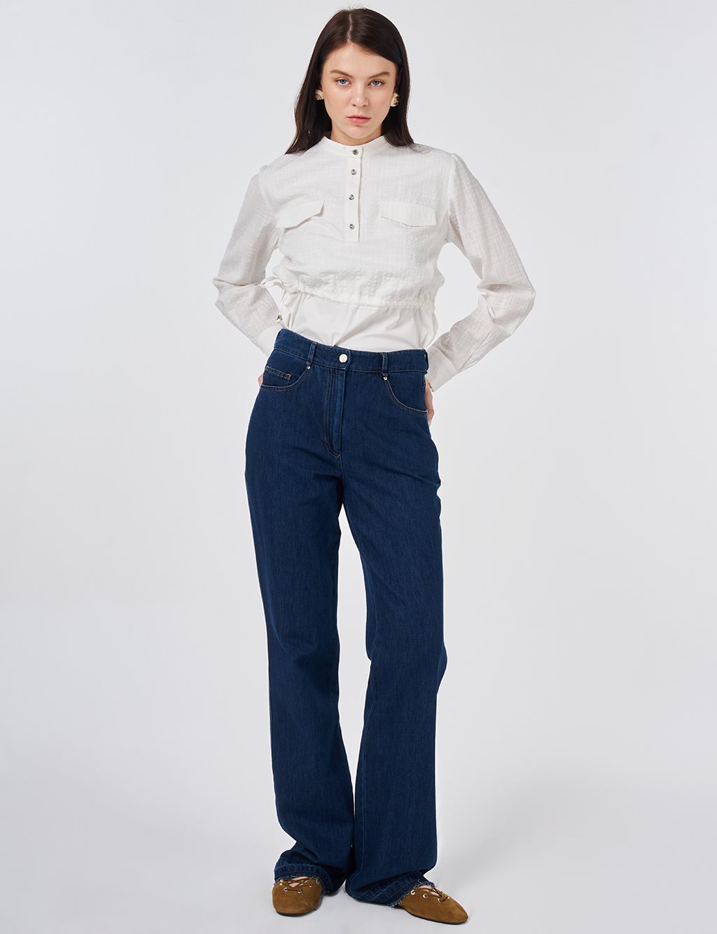 Straight Denim Pants Navy