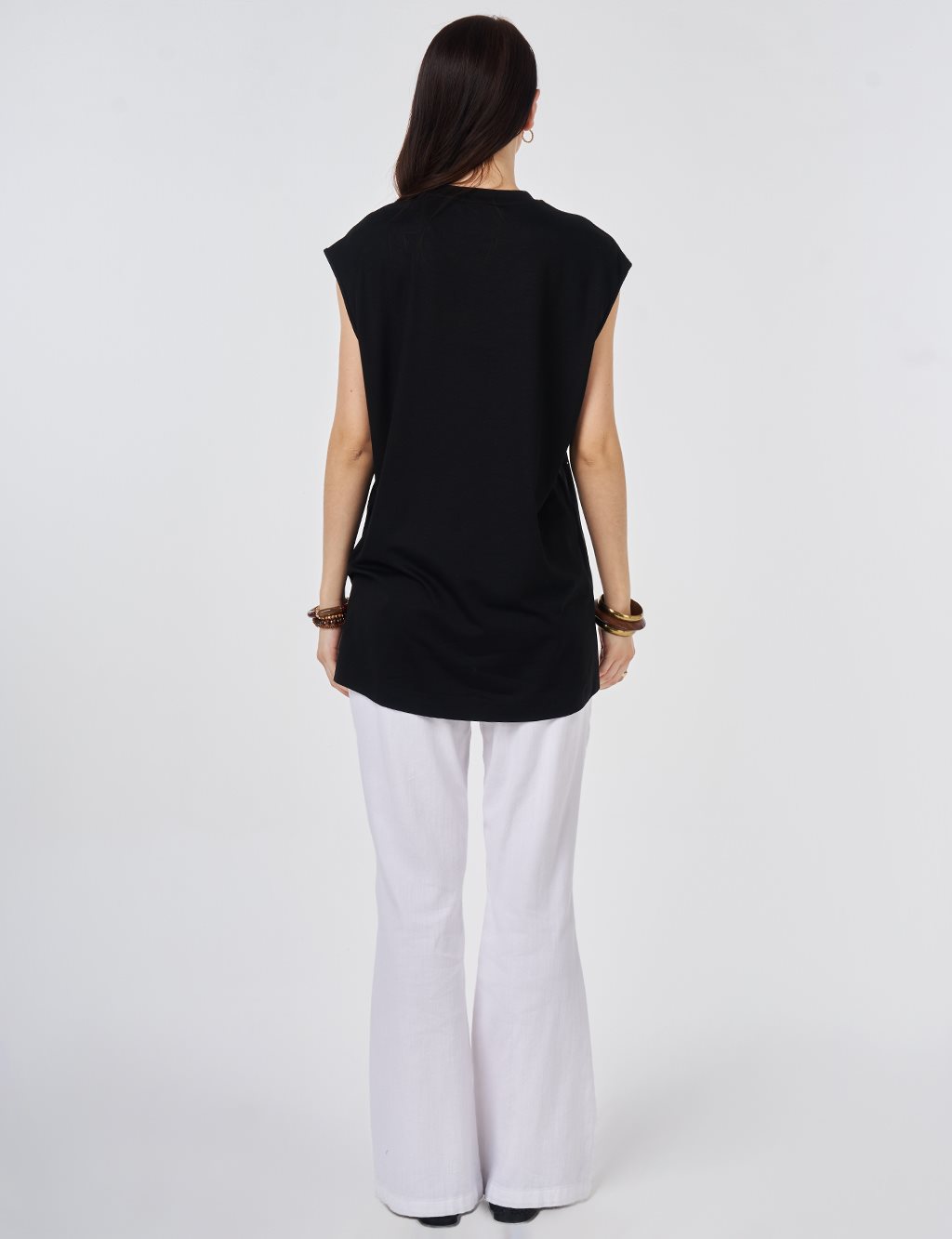 Hotfix Printed Sleeveless Viscose Blouse Black