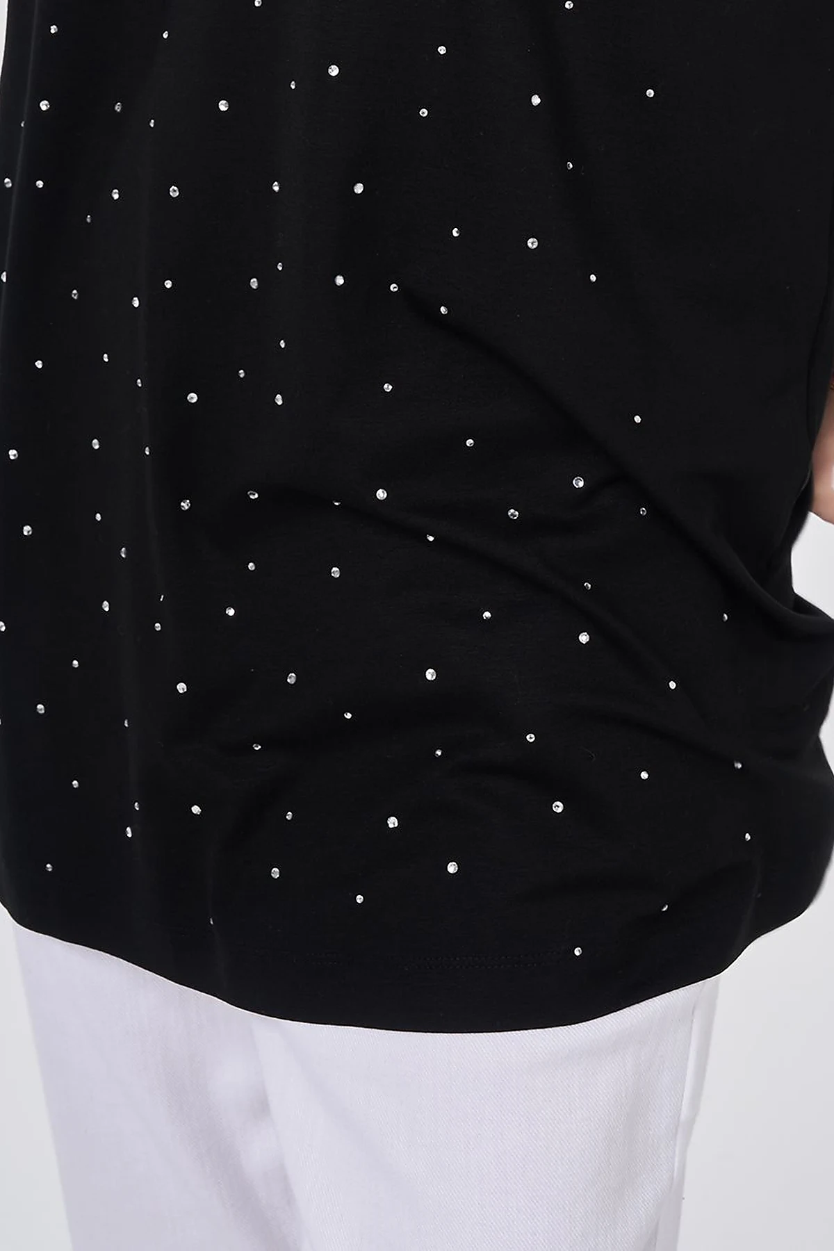 Hotfix Printed Sleeveless Viscose Blouse Black