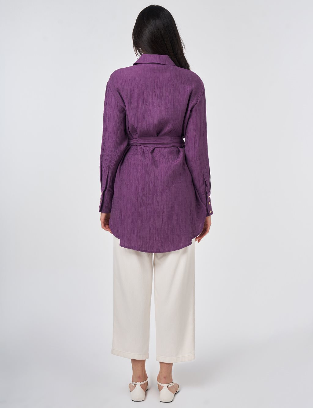 Beaded Lyocell Viscose Tunic Eggplant Purple