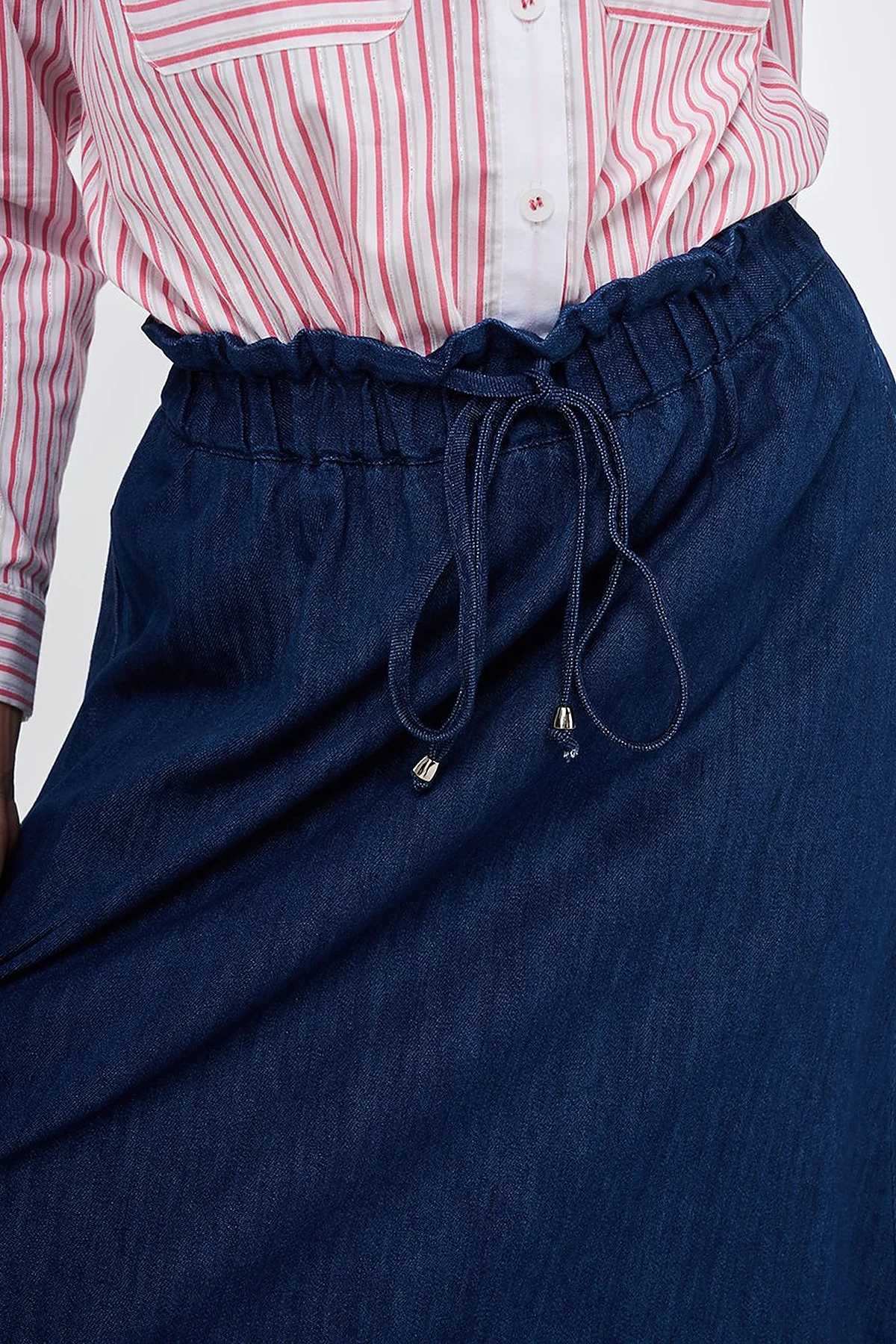 Elastic-Waist Non Denim Skirt Navy