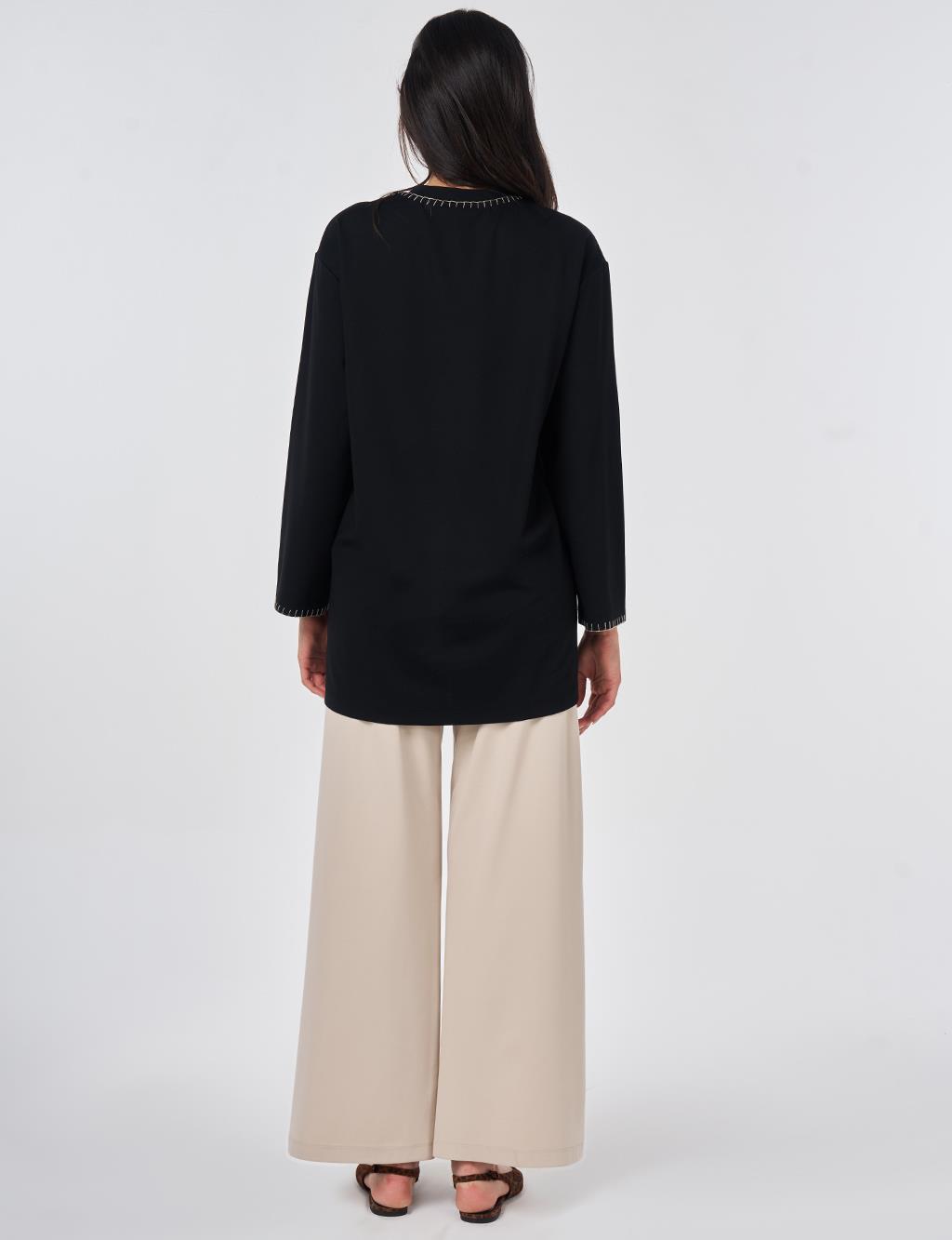 Topstitched Jersey Sweatshirt Black