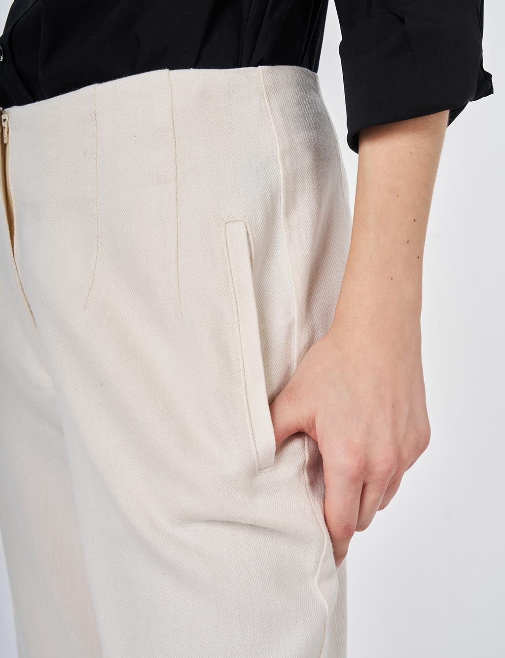 High-Waisted Non Denim Pants Cream