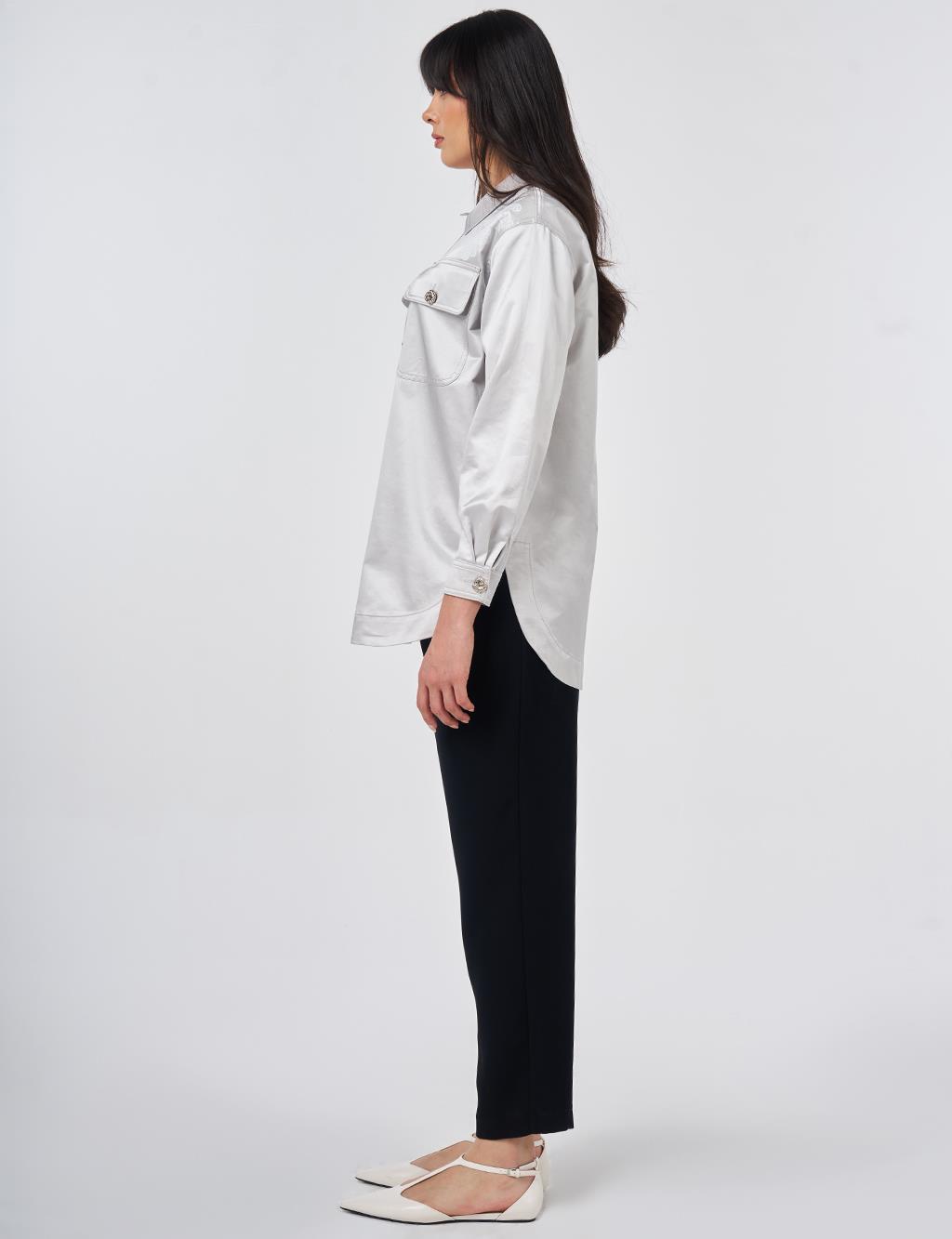 Floral Print Jacket Silver