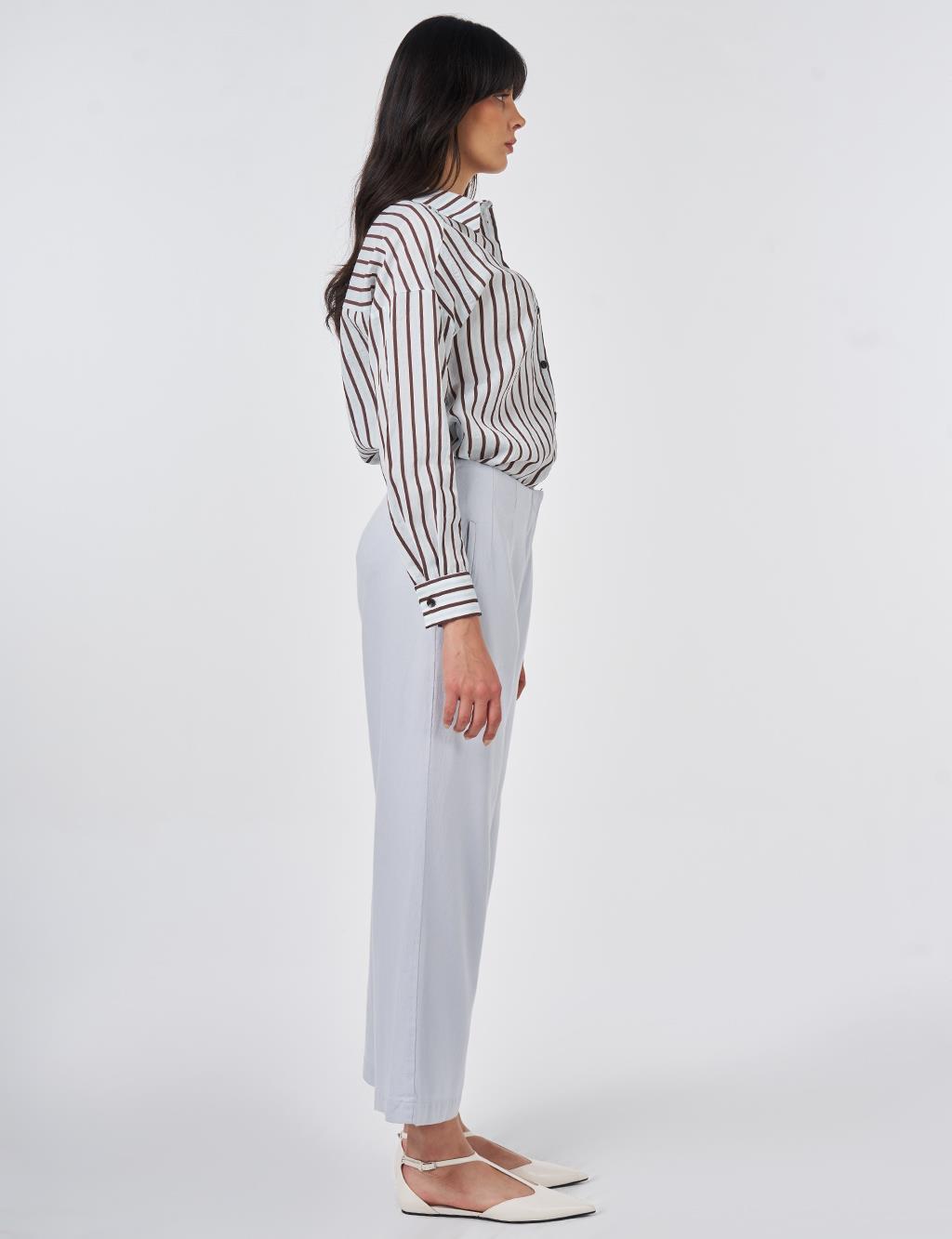 High-Waisted Non Denim Pants Blue