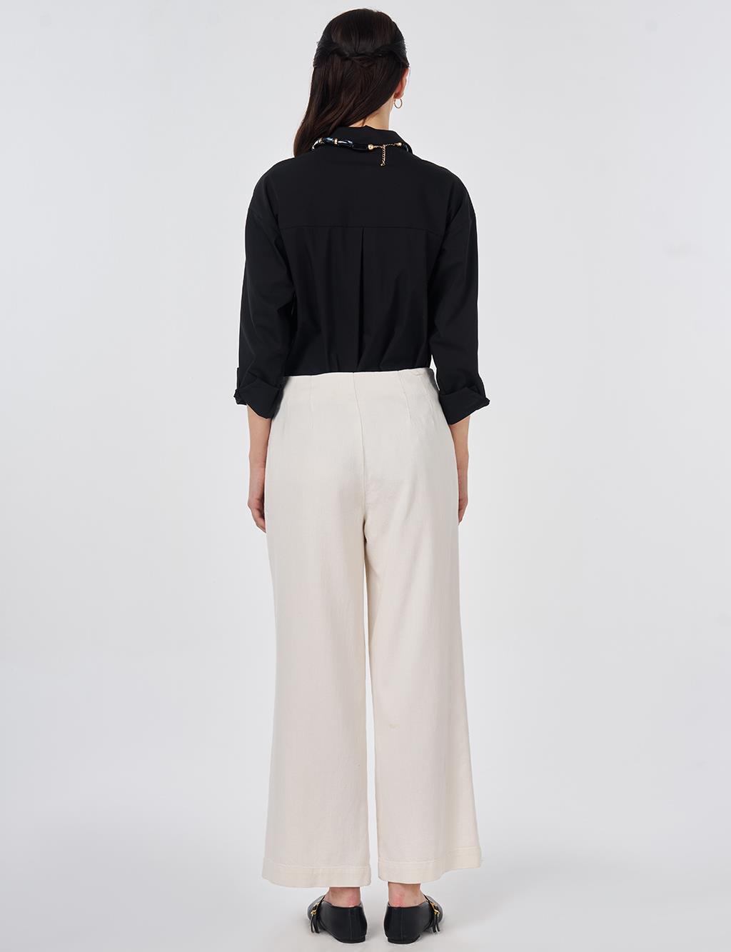 High-Waisted Non Denim Pants Cream