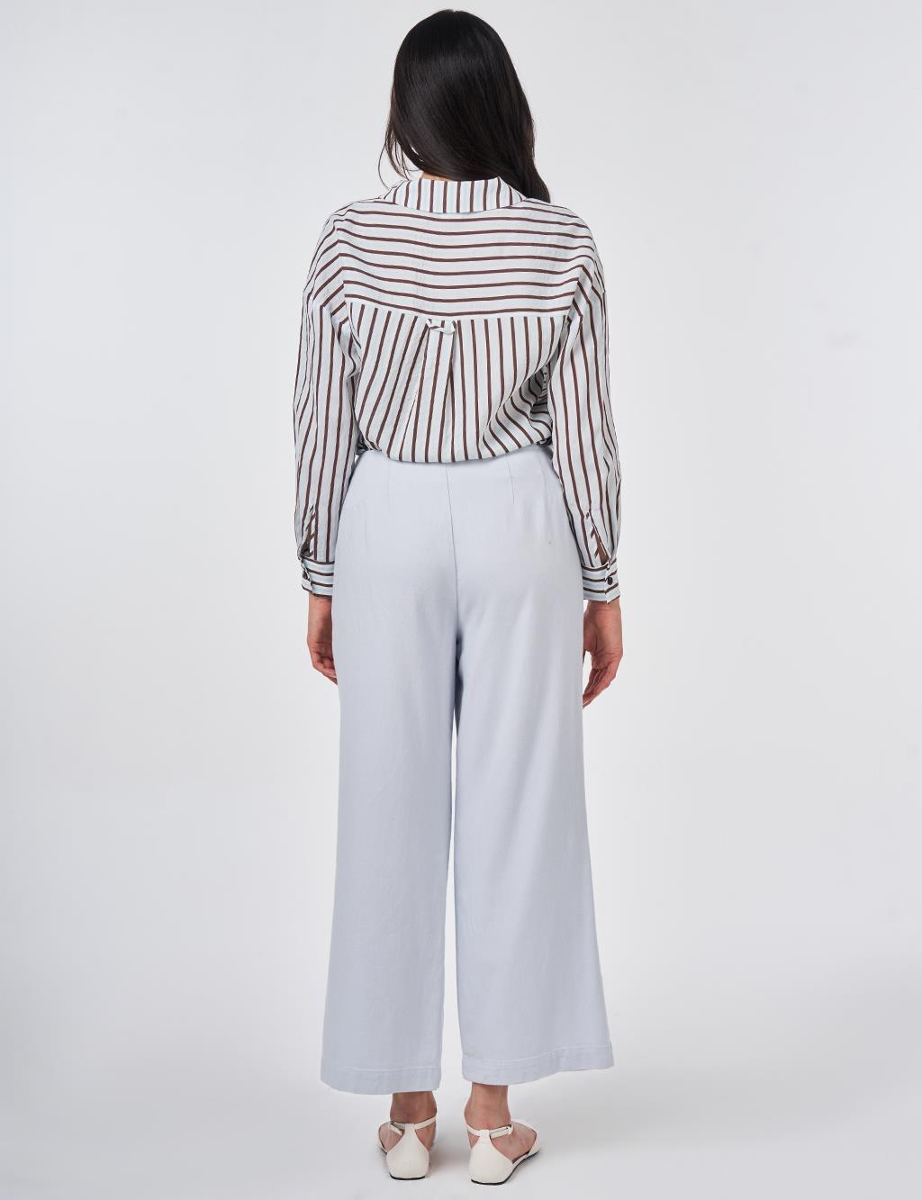 High-Waisted Non Denim Pants Blue