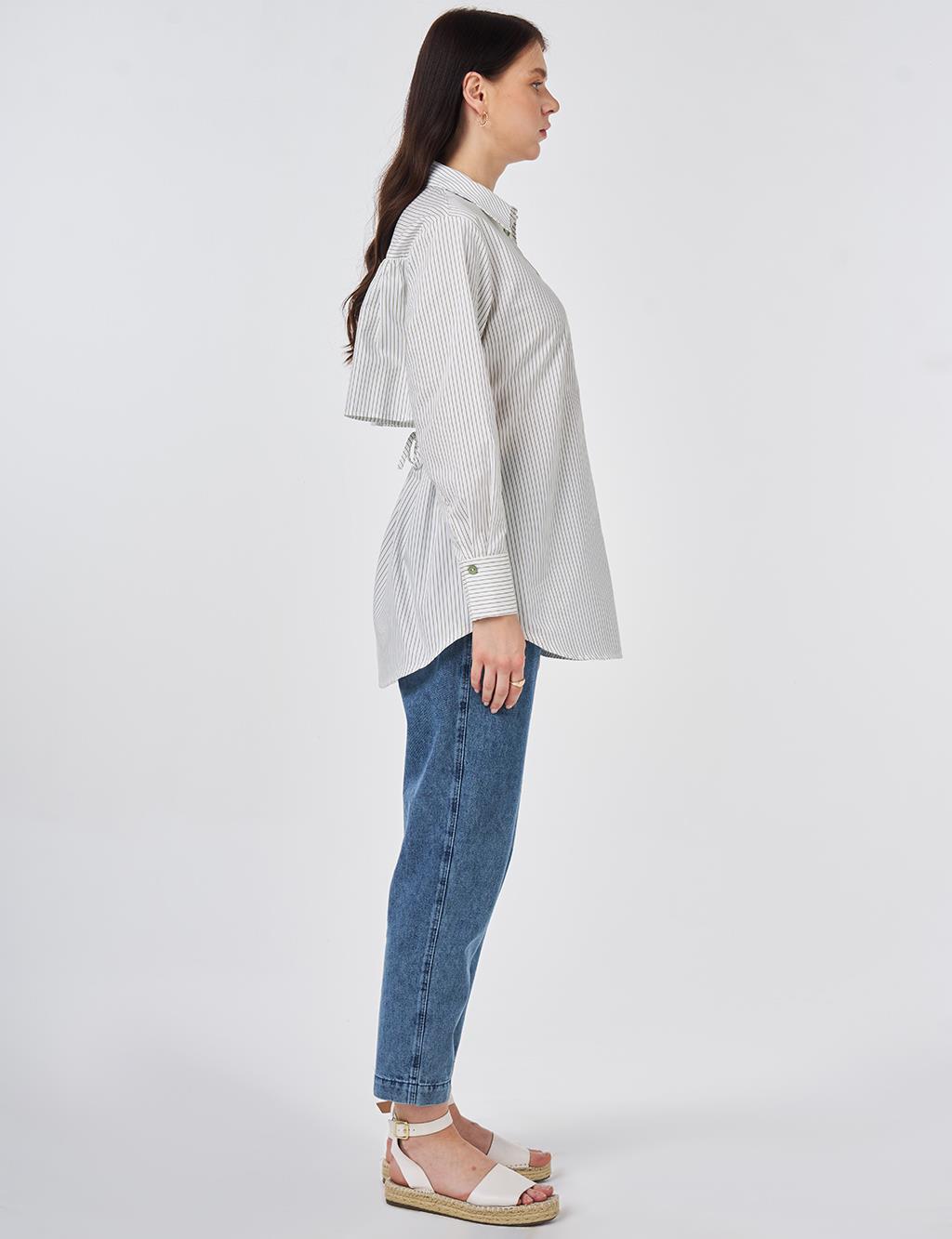 Tie-Belt Cotton Tunic Khaki