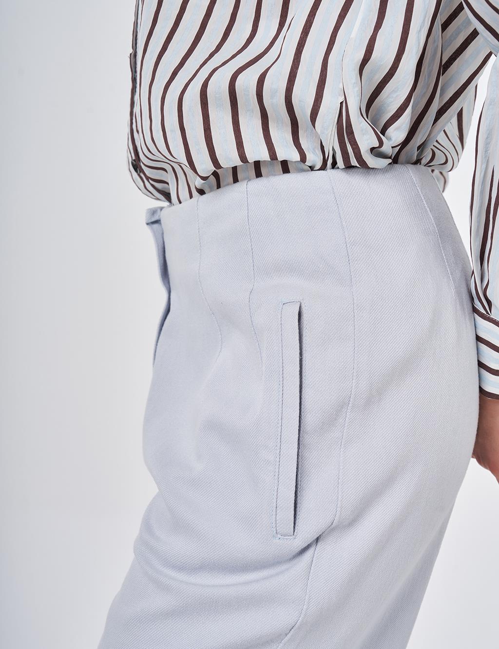 High-Waisted Non Denim Pants Blue